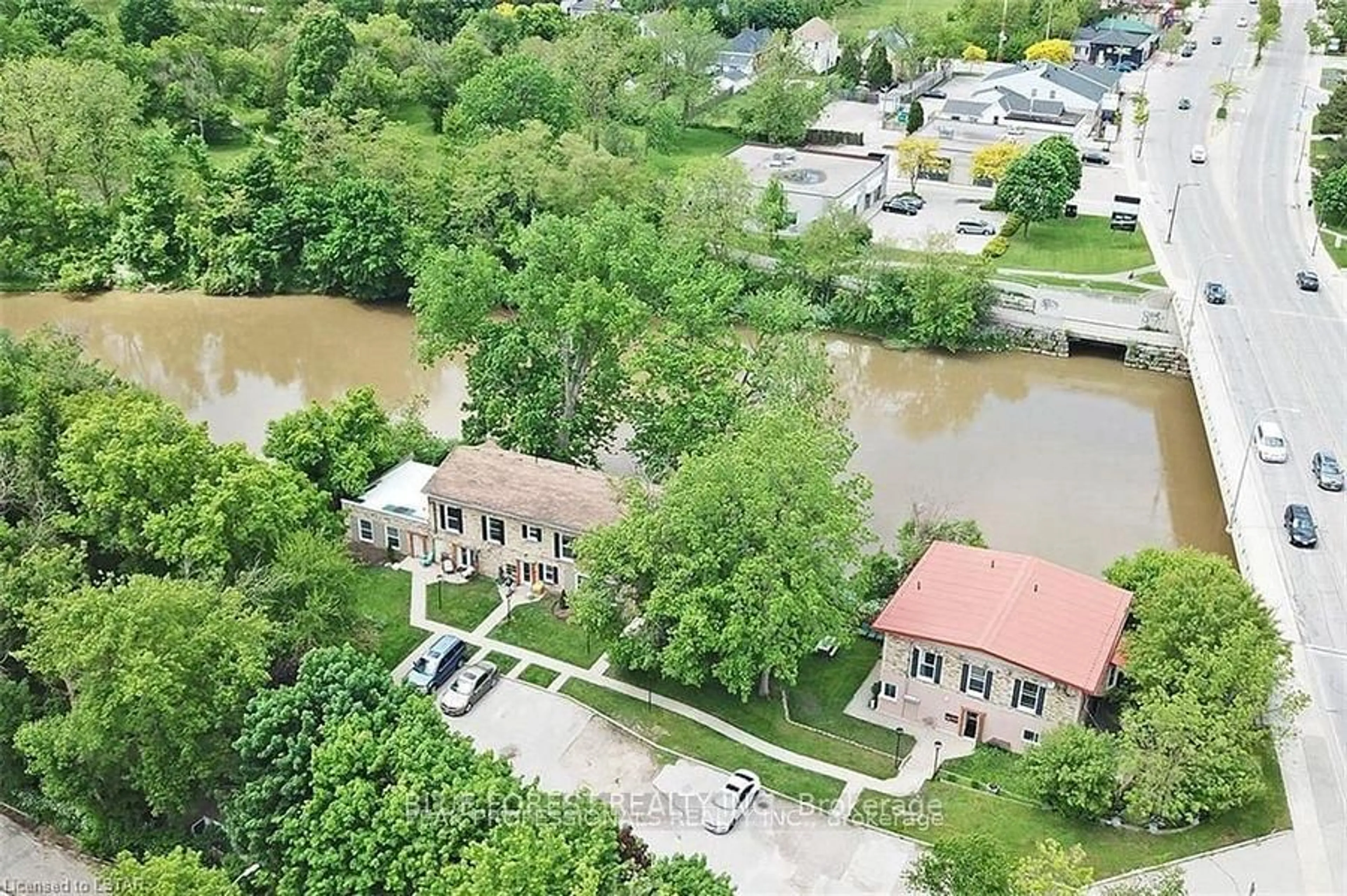 A pic from outside/outdoor area/front of a property/back of a property/a pic from drone, water/lake/river/ocean view for 1 High St, London South Ontario N6C 4J5