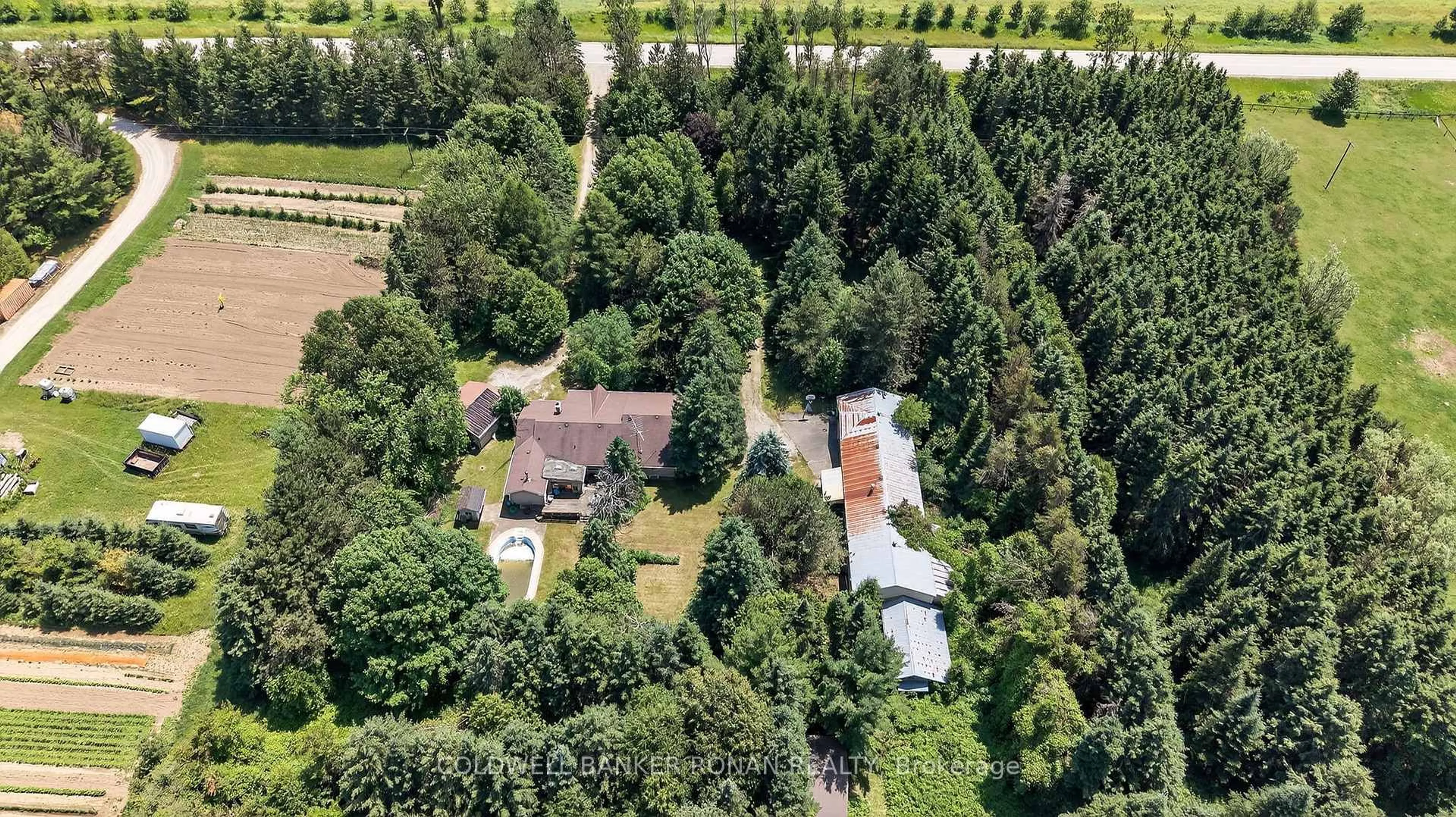 A pic from outside/outdoor area/front of a property/back of a property/a pic from drone, forest/trees view for 388055 Mono Center Rd, Mono Ontario L9W 6V8