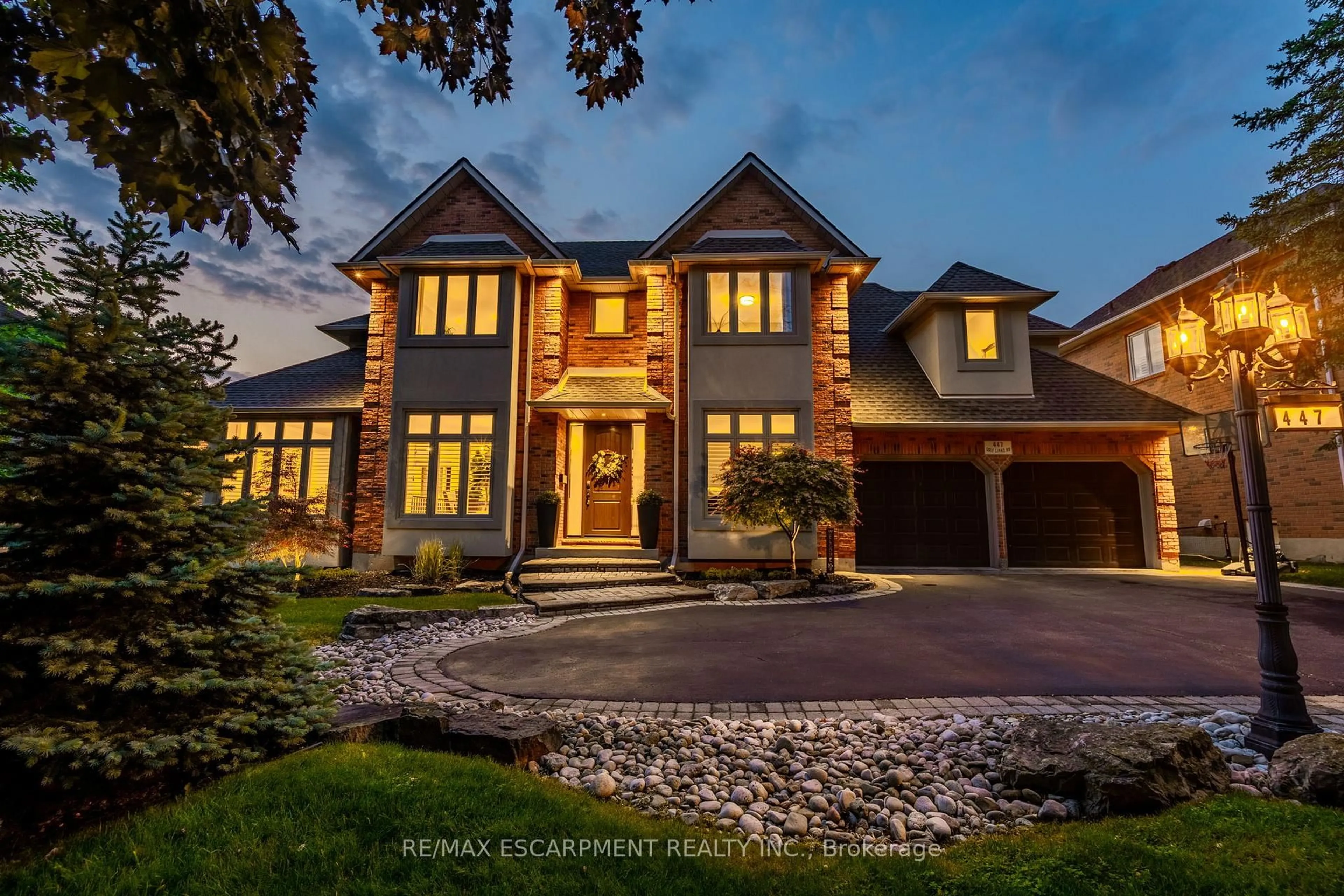 Home with brick exterior material, street for 447 GOLF LINKS Rd, Hamilton Ontario L9G 4X6