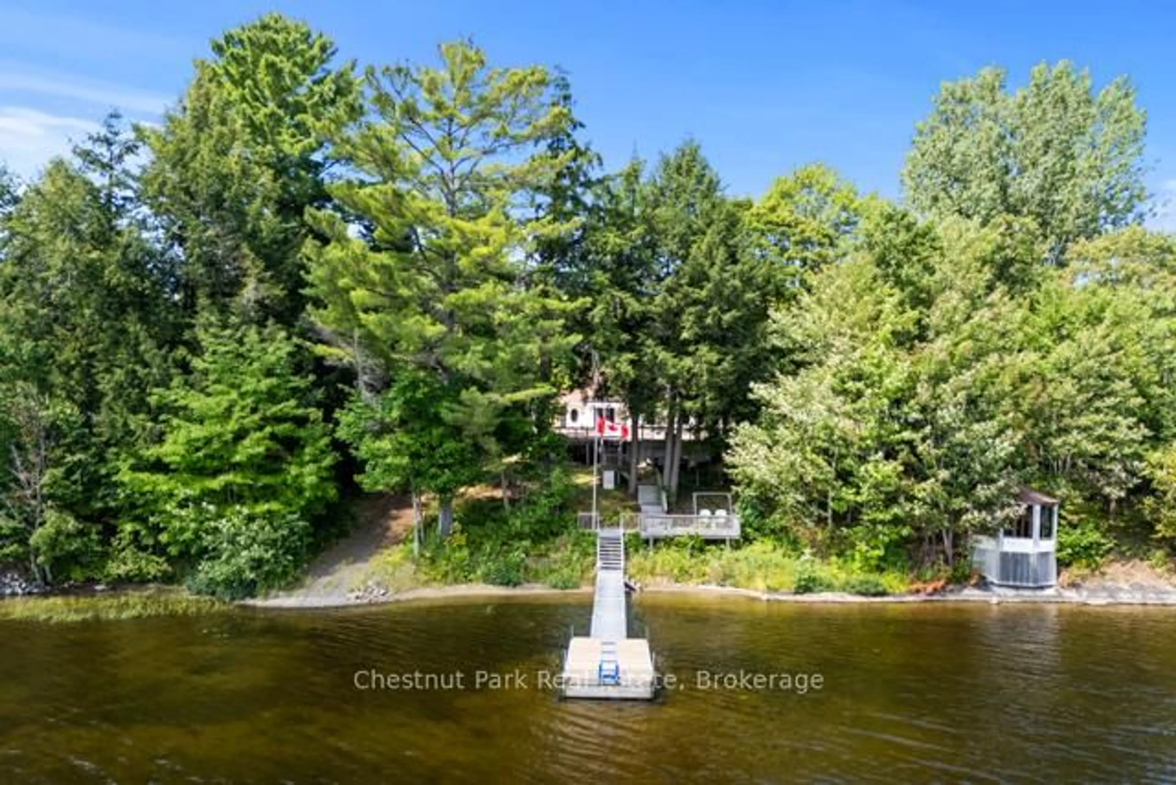 A pic from outside/outdoor area/front of a property/back of a property/a pic from drone, water/lake/river/ocean view for 95 Haushield Rd, Parry Sound Remote Area Ontario P0H 1A0