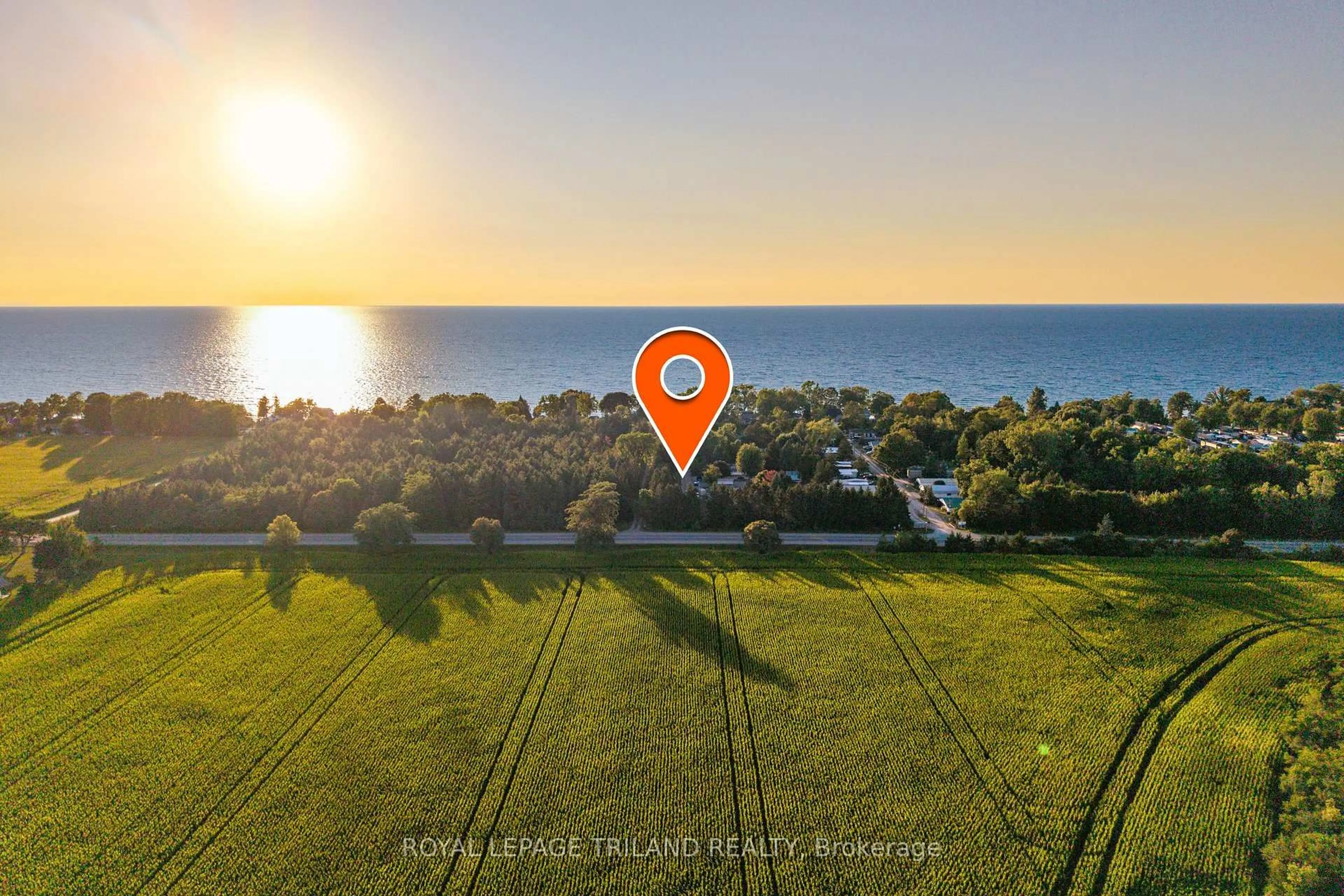 A pic from outside/outdoor area/front of a property/back of a property/a pic from drone, water/lake/river/ocean view for 14 Dominican Lane, Bluewater Ontario N0M 1N0