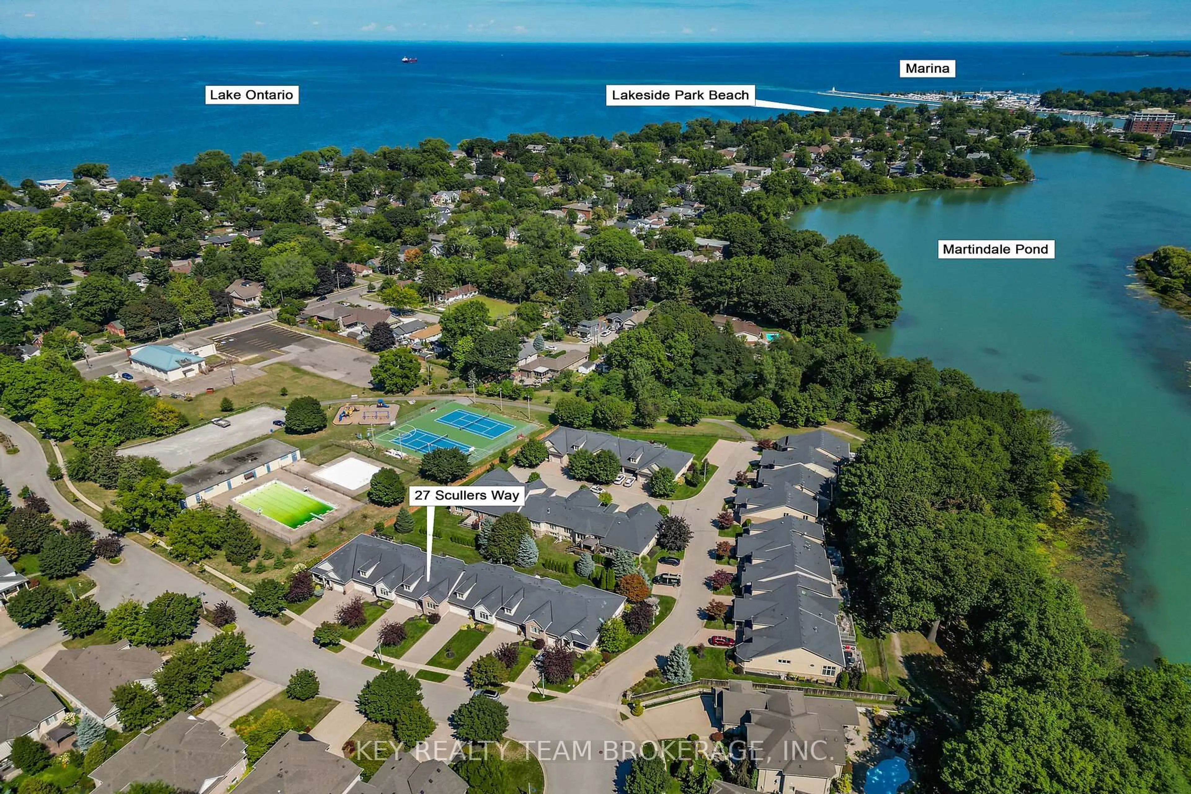 A pic from outside/outdoor area/front of a property/back of a property/a pic from drone, water/lake/river/ocean view for 27 Scullers Way #3, St. Catharines Ontario L2N 7S9