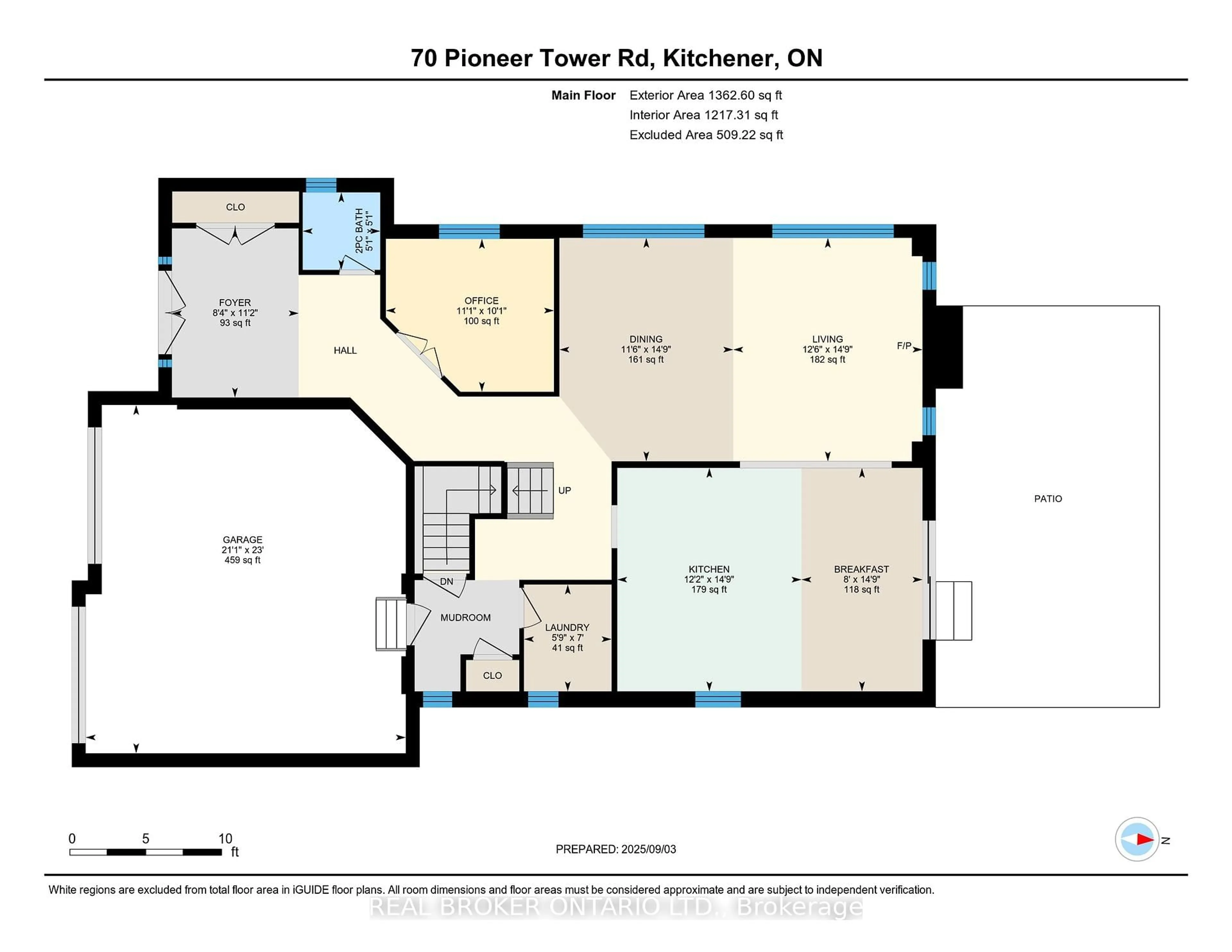 Floor plan for 70 Pioneer Tower Rd, Kitchener Ontario N2P 0B2