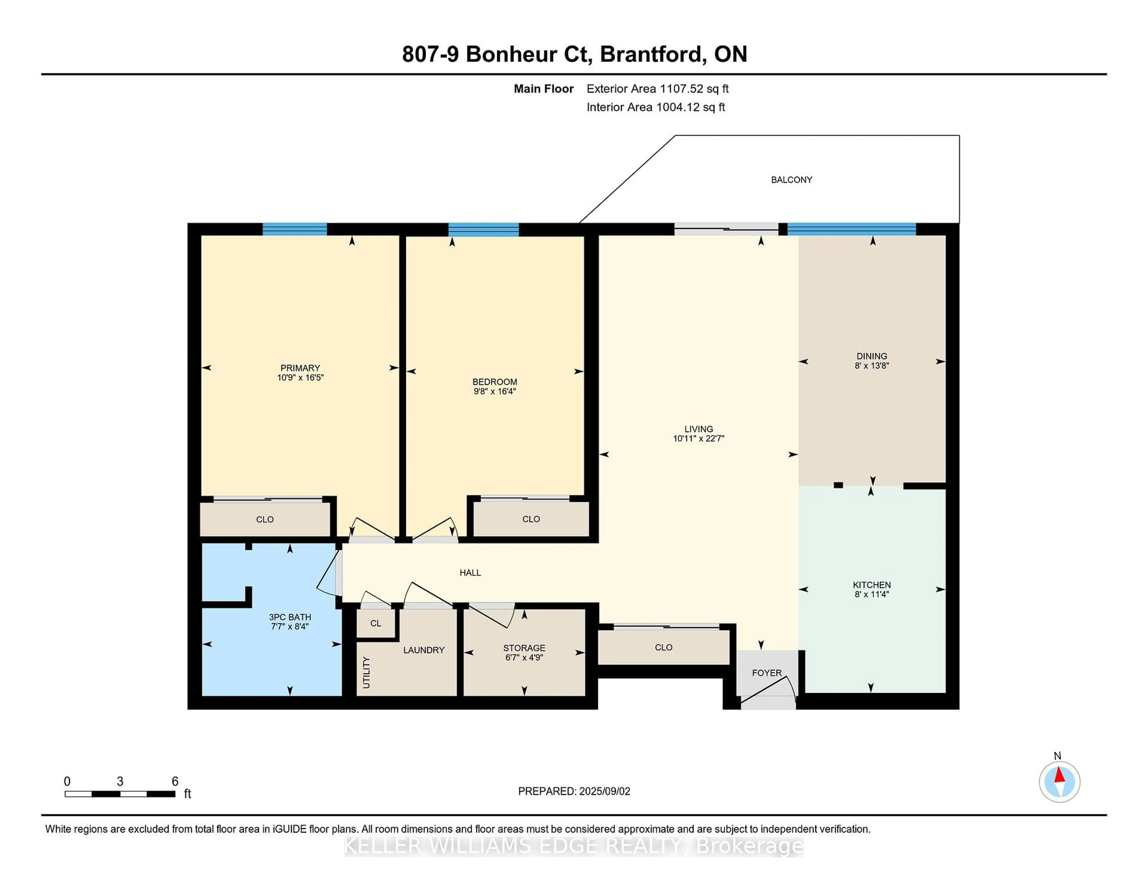 Floor plan for 9 Bonheur Crt #807, Brant Ontario N3P 1Z5