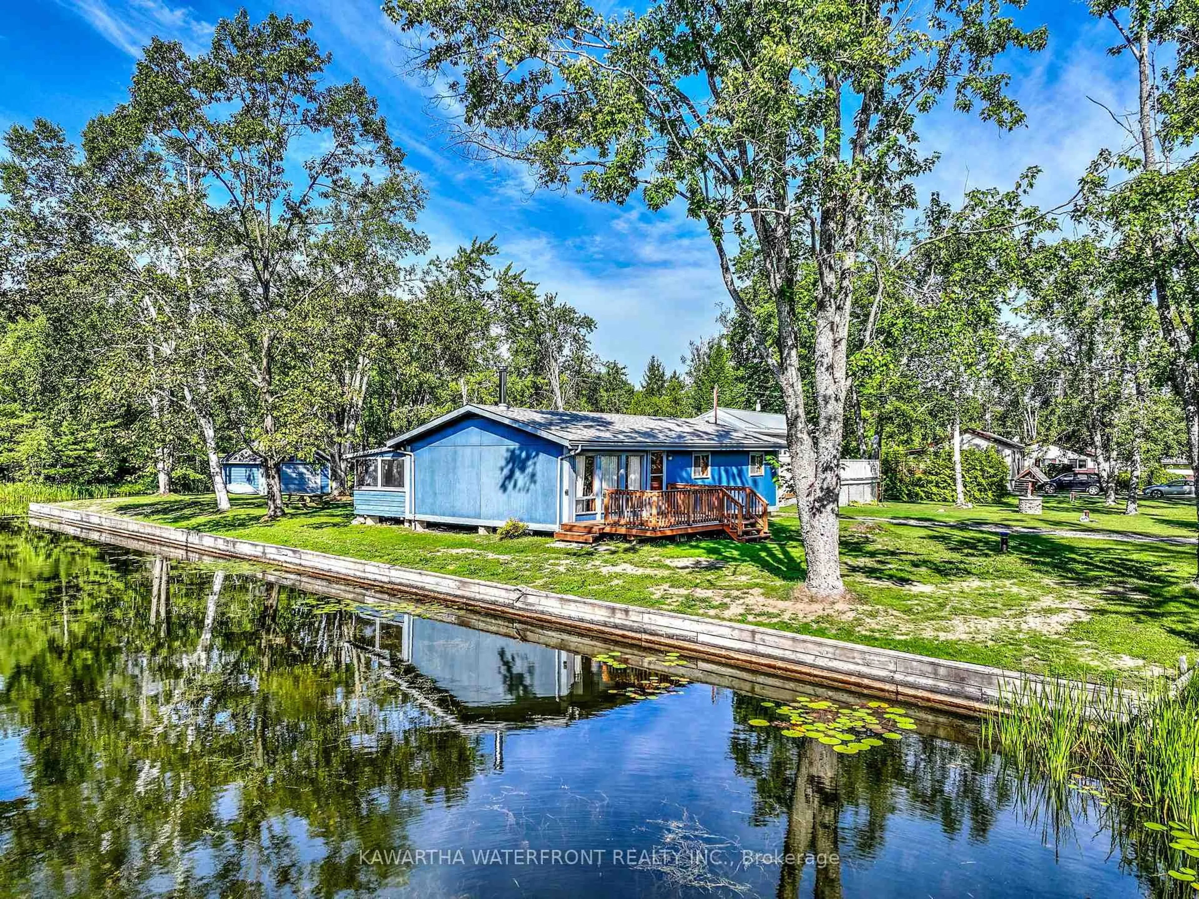 A pic from outside/outdoor area/front of a property/back of a property/a pic from drone, water/lake/river/ocean view for 3 Sackitt Rd, Kawartha Lakes Ontario K0M 1N0