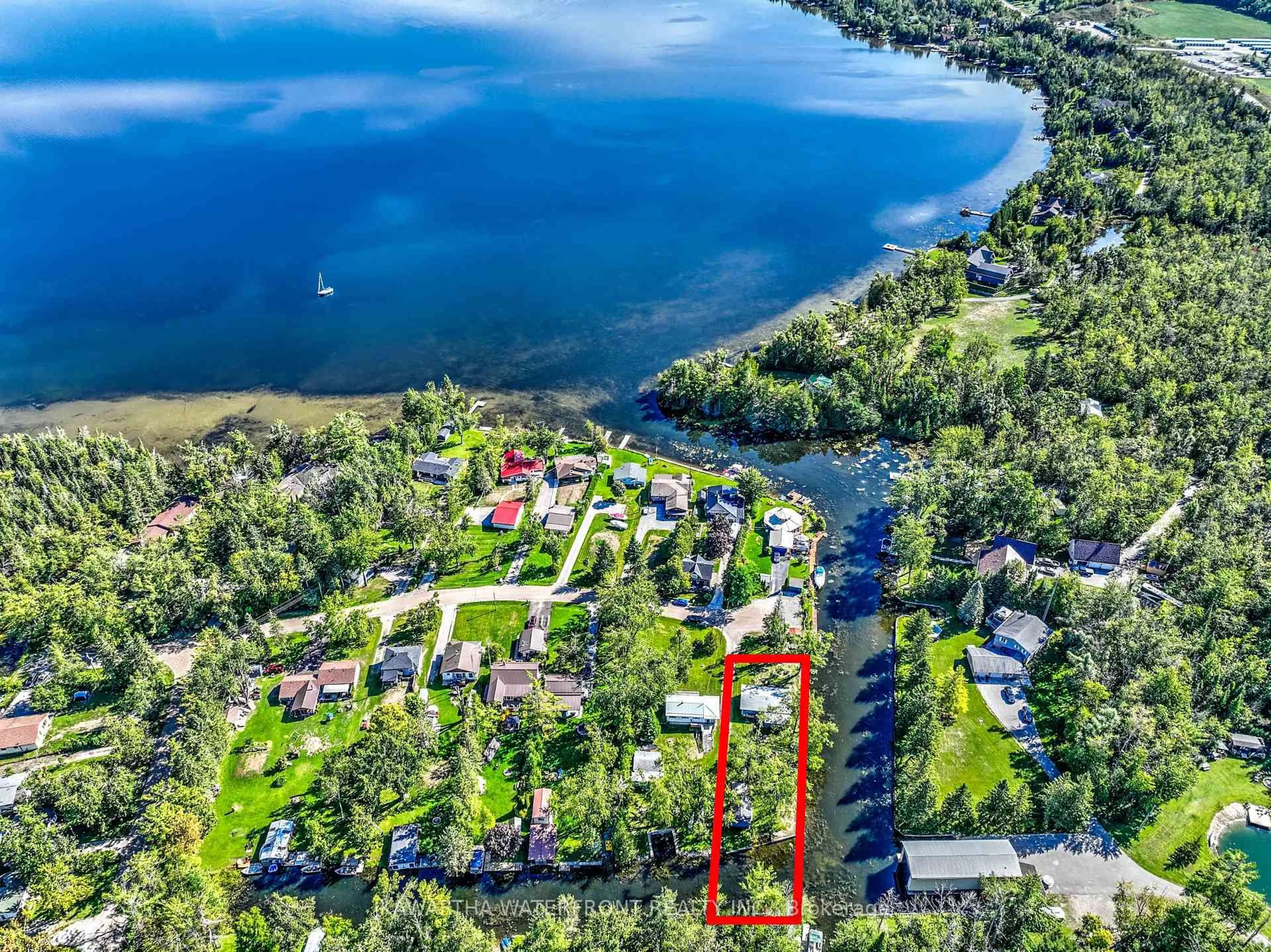 A pic from outside/outdoor area/front of a property/back of a property/a pic from drone, water/lake/river/ocean view for 3 Sackitt Rd, Kawartha Lakes Ontario K0M 1N0