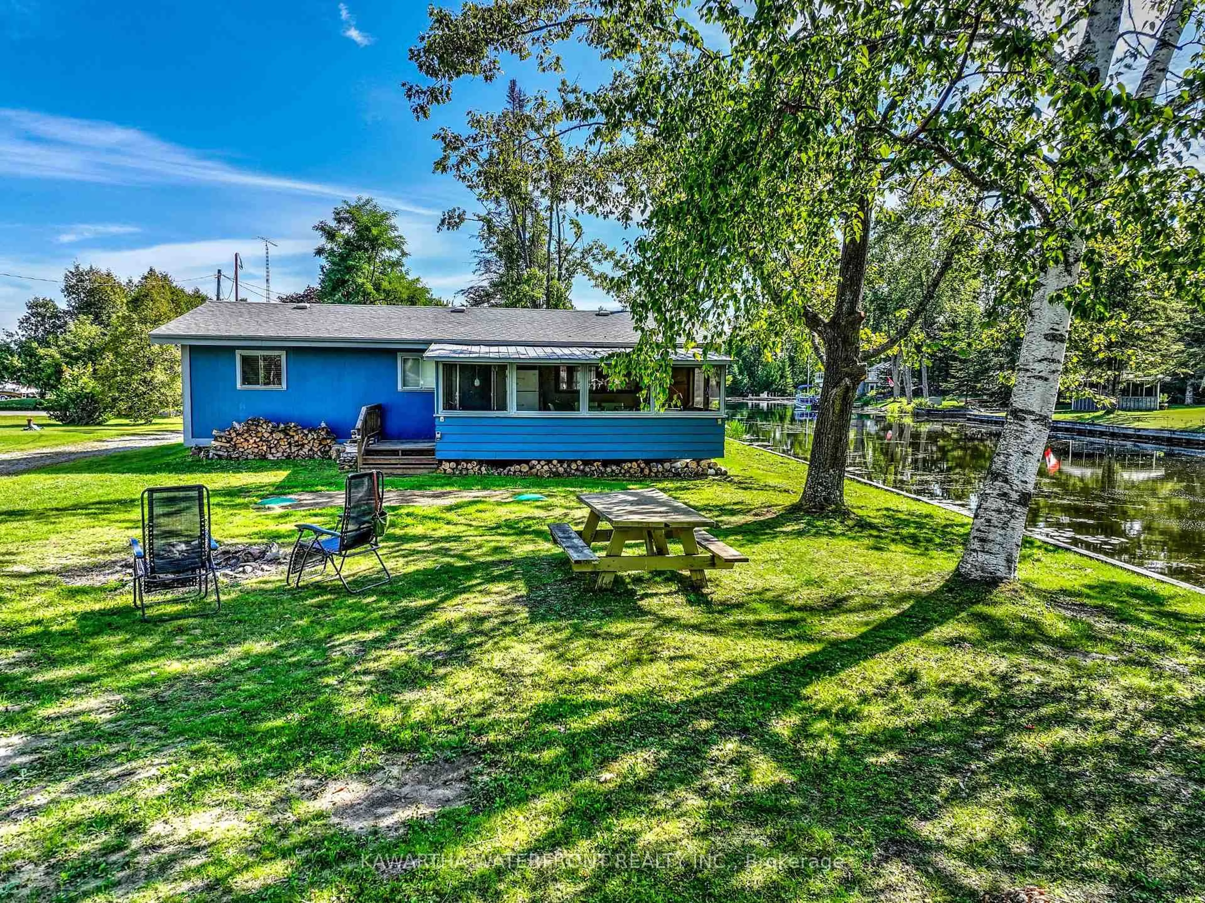 A pic from outside/outdoor area/front of a property/back of a property/a pic from drone, water/lake/river/ocean view for 3 Sackitt Rd, Kawartha Lakes Ontario K0M 1N0