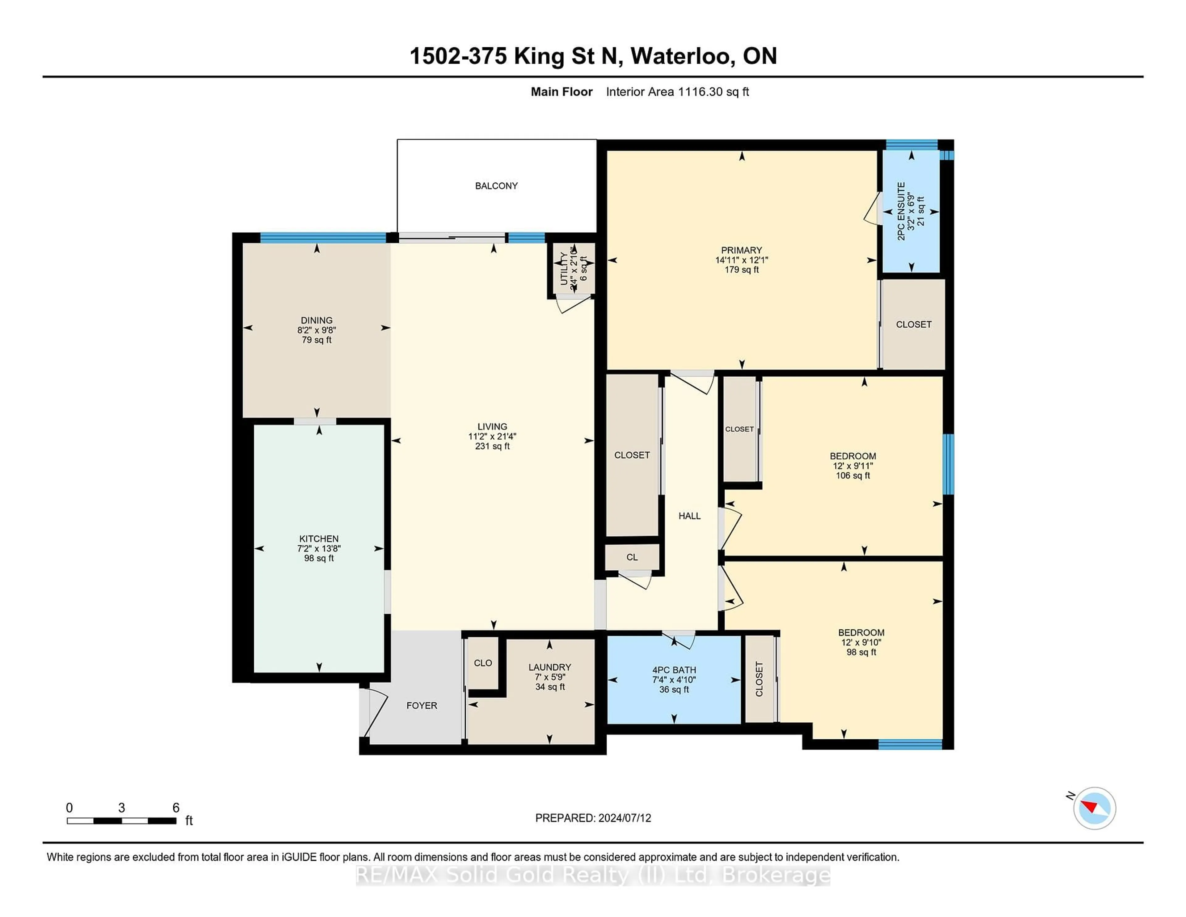Floor plan for 375 King St #1502, Waterloo Ontario N2J 4L6