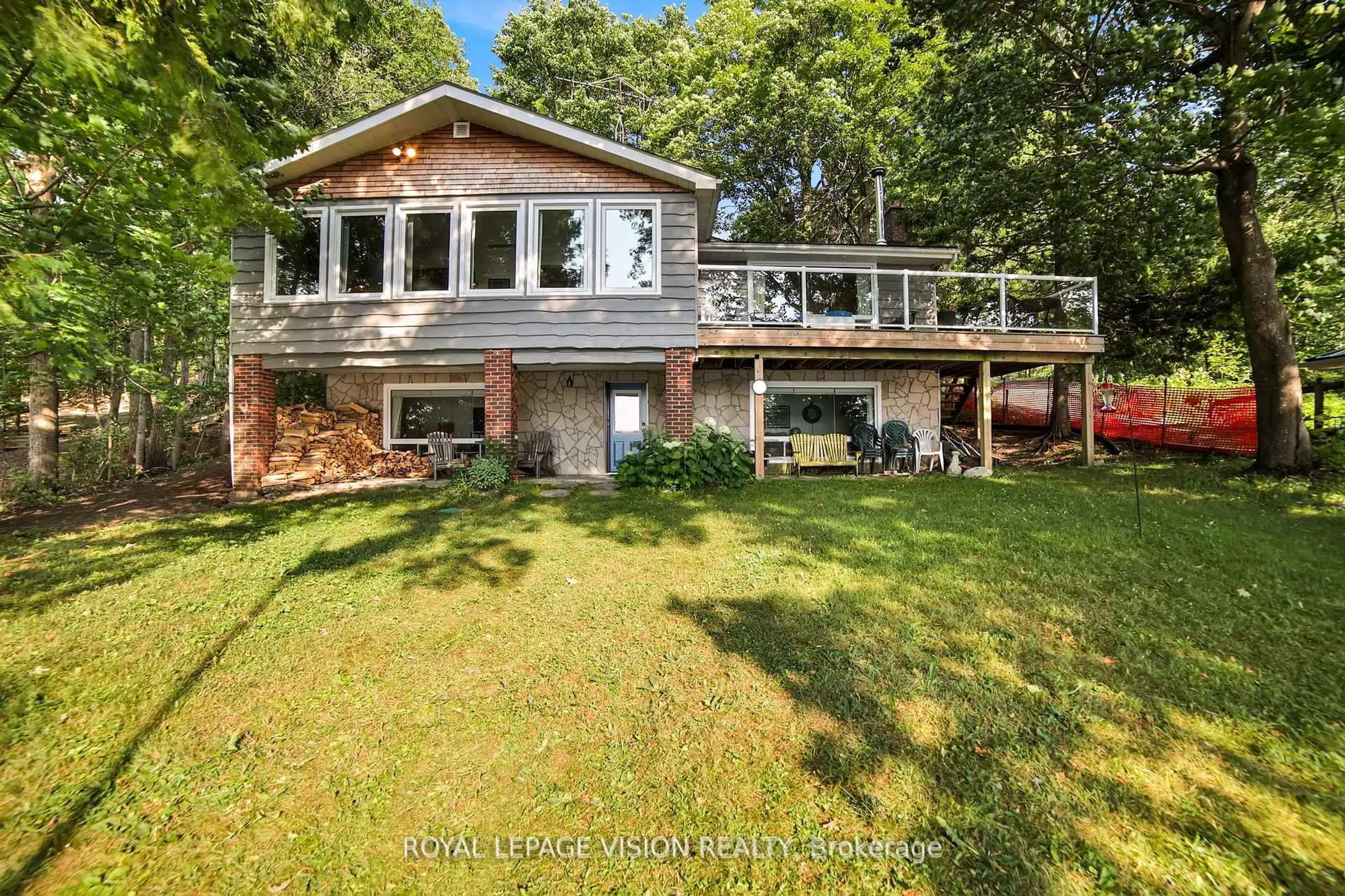 A pic from outside/outdoor area/front of a property/back of a property/a pic from drone, water/lake/river/ocean view for 197 Lightning Point Rd, Kawartha Lakes Ontario K0M 1K0