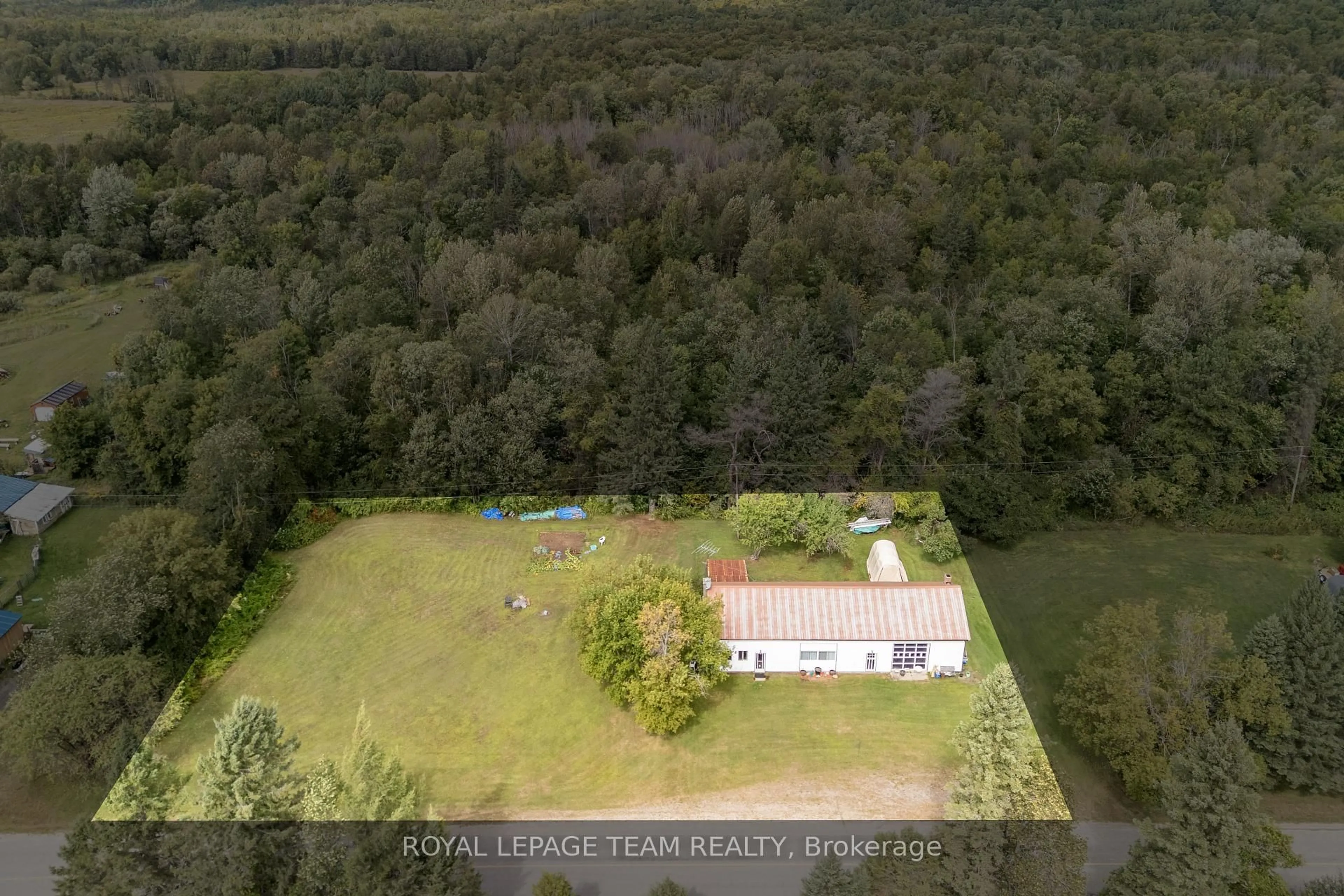 A pic from outside/outdoor area/front of a property/back of a property/a pic from drone, water/lake/river/ocean view for 299 Mount St Patrick Rd, Dacre Ontario K0J 1N0