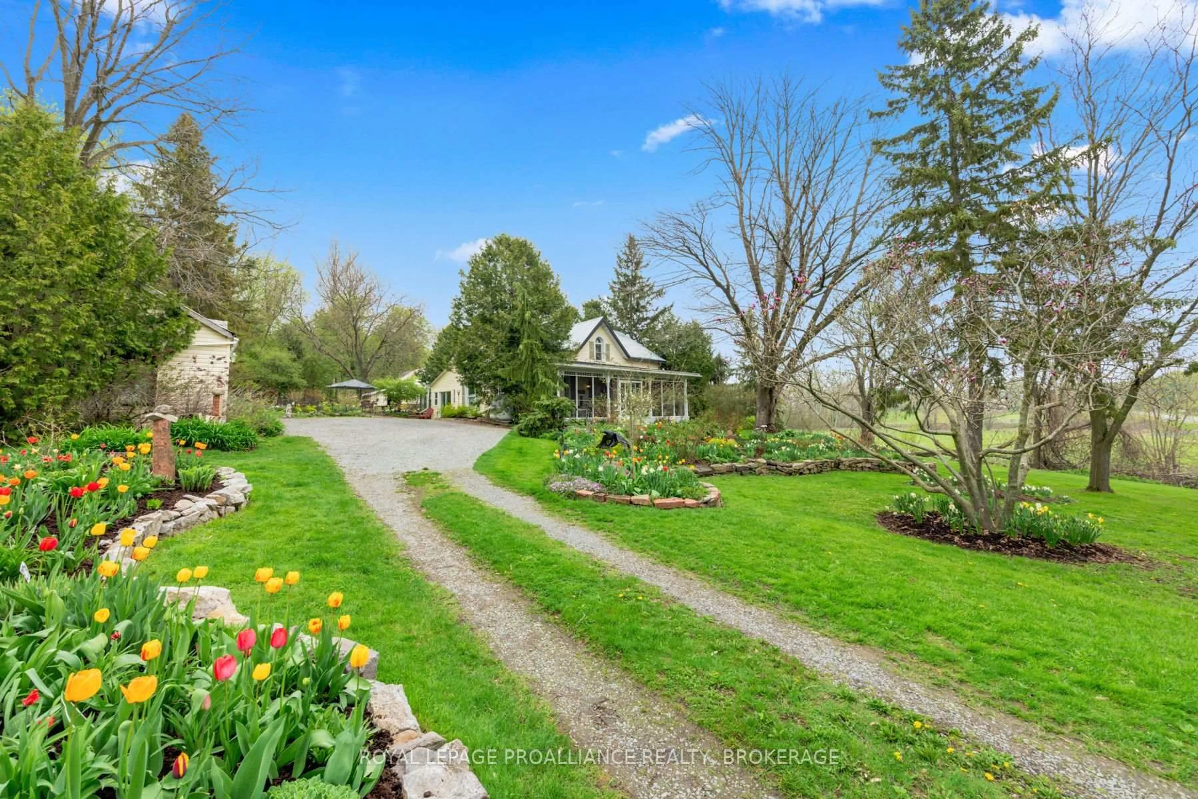 A pic from outside/outdoor area/front of a property/back of a property/a pic from drone, water/lake/river/ocean view for 2078 Sunbury Rd, Inverary Ontario K0H 1X0
