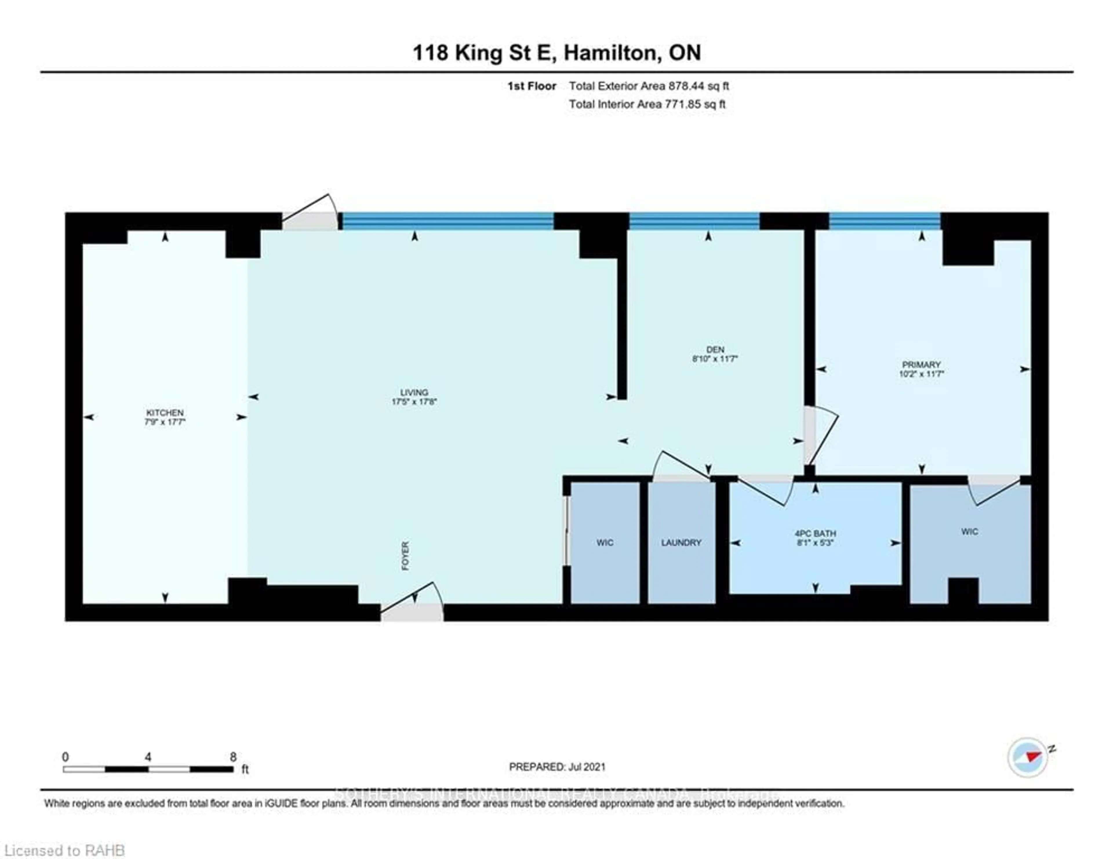 Floor plan for 118 King St #716, Hamilton Ontario L8N 1A8