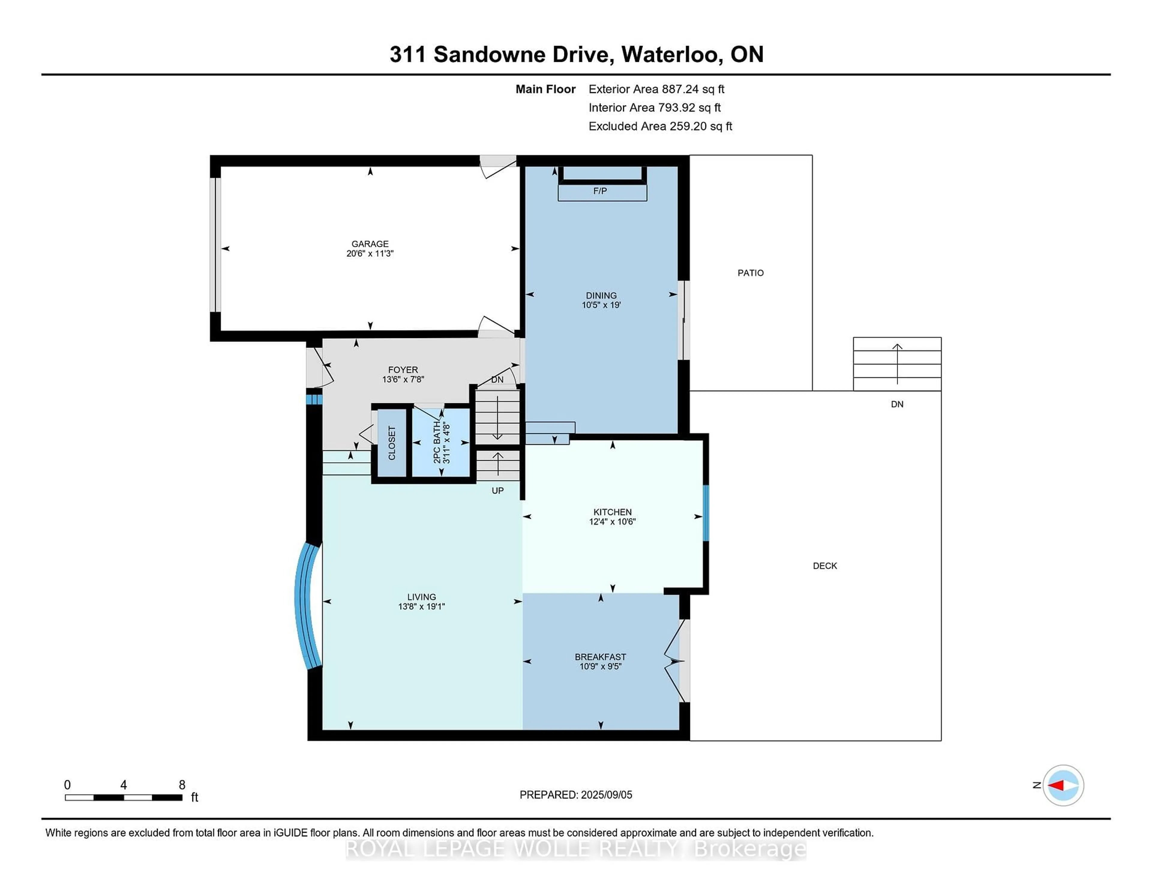 Floor plan for 311 Sandowne Dr, Waterloo Ontario N2K 1V9