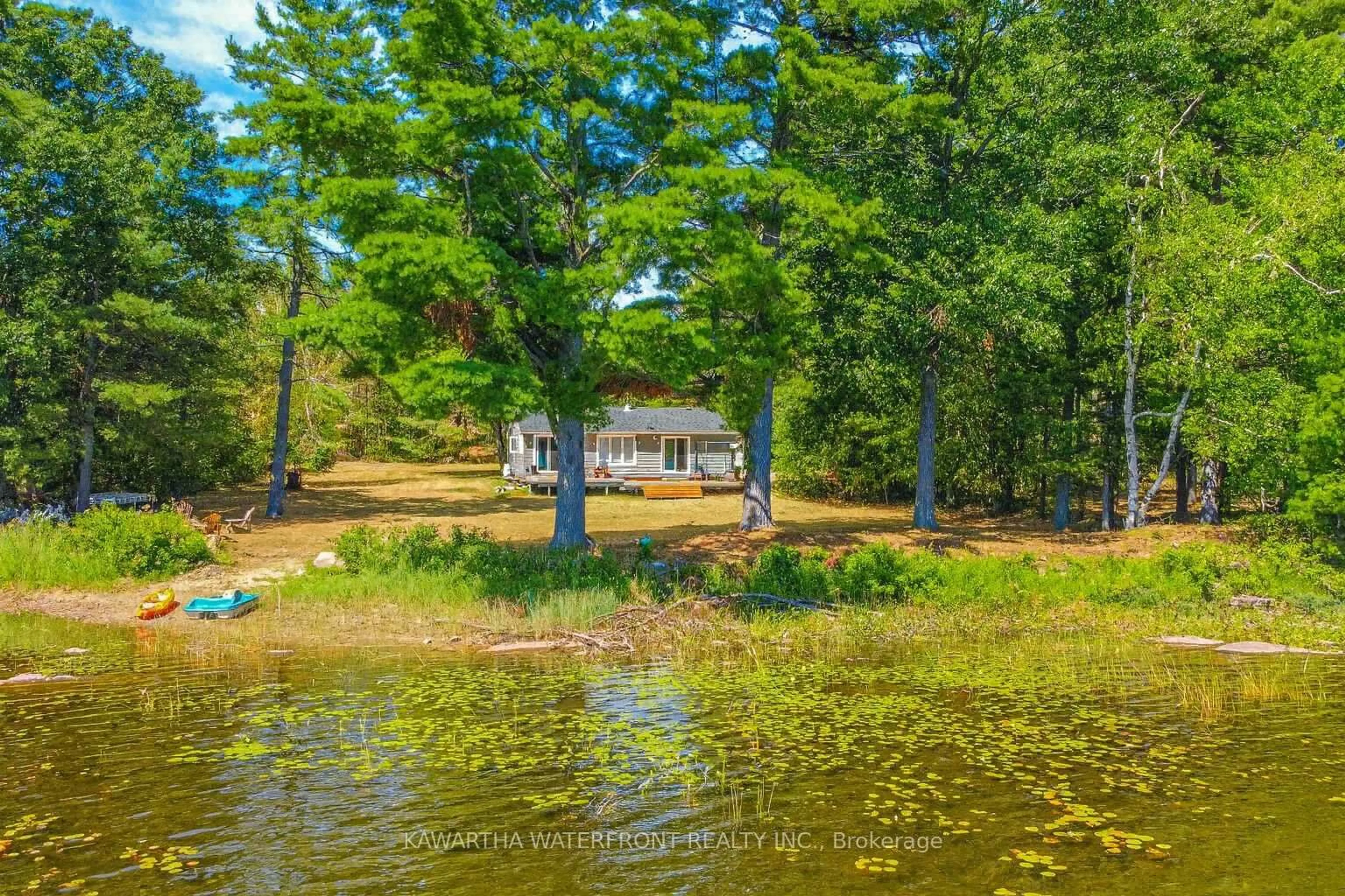 A pic from outside/outdoor area/front of a property/back of a property/a pic from drone, water/lake/river/ocean view for 388 North Shore Rd Rd, Kawartha Lakes Ontario K0M 2B0