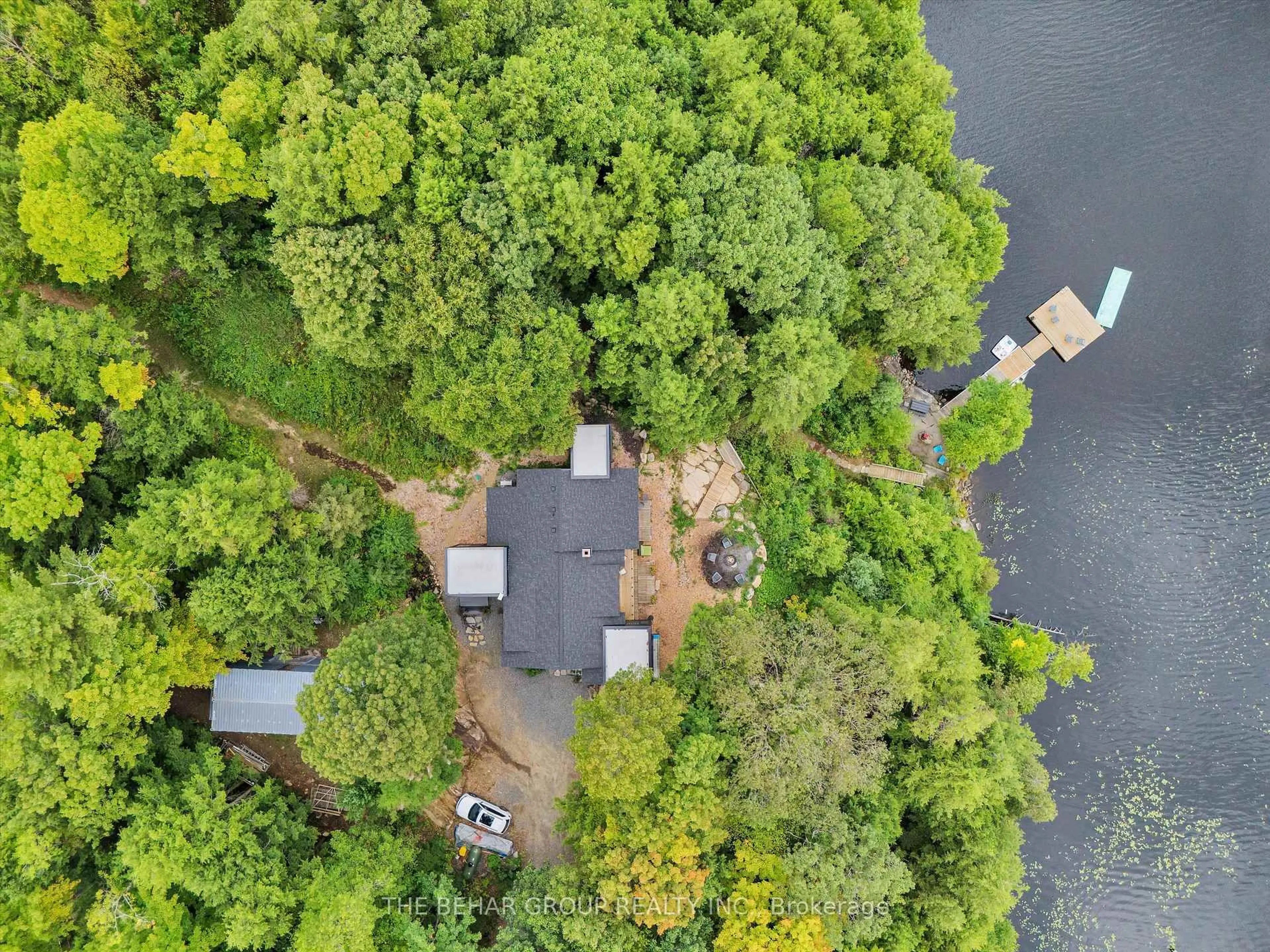 A pic from outside/outdoor area/front of a property/back of a property/a pic from drone, water/lake/river/ocean view for 1311 S Ril Lake Rd, Lake of Bays Ontario P0B 1A0