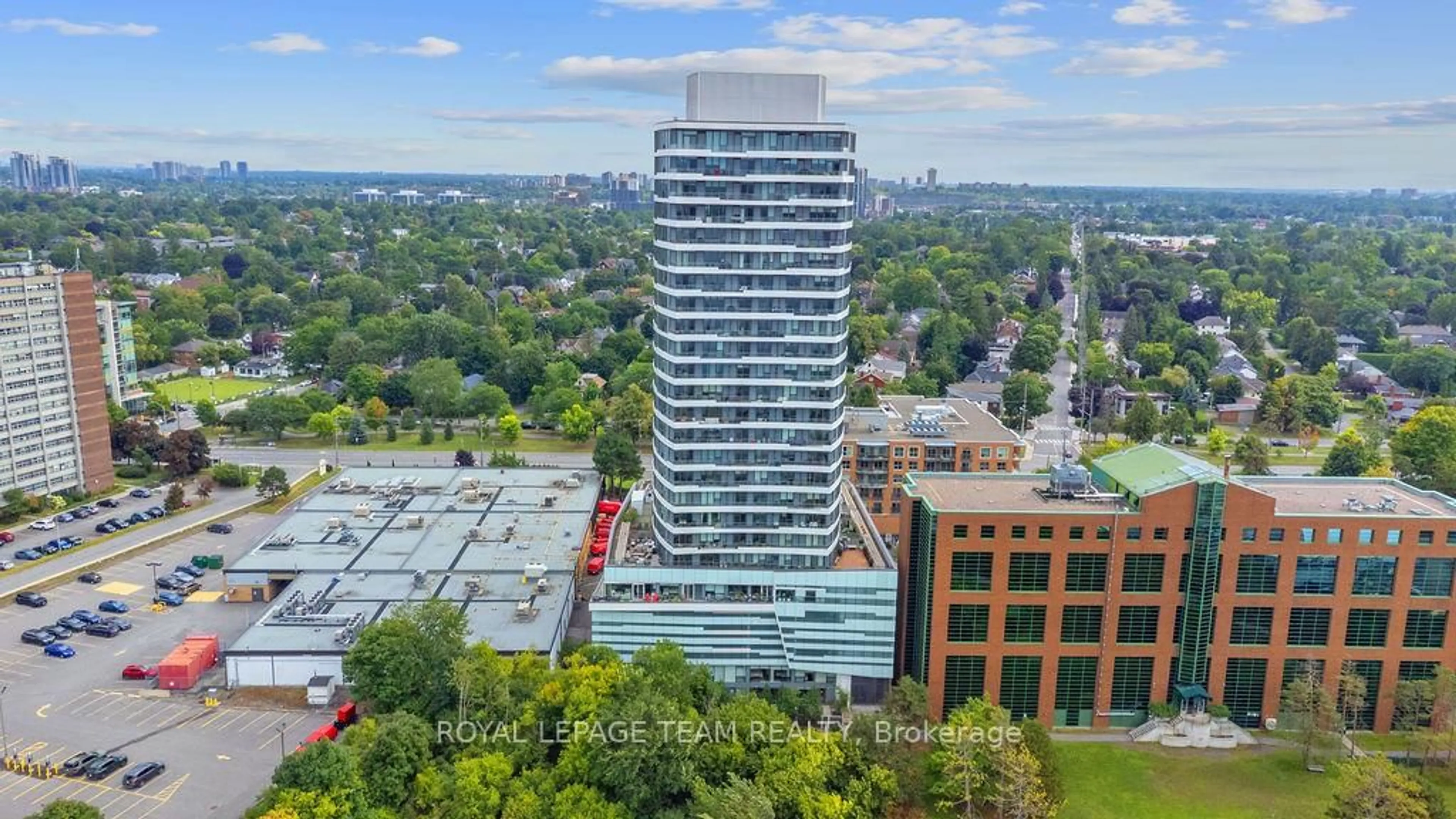A pic from outside/outdoor area/front of a property/back of a property/a pic from drone, city buildings view from balcony for 485 Richmond Rd #1107, Ottawa Ontario K2A 3W9
