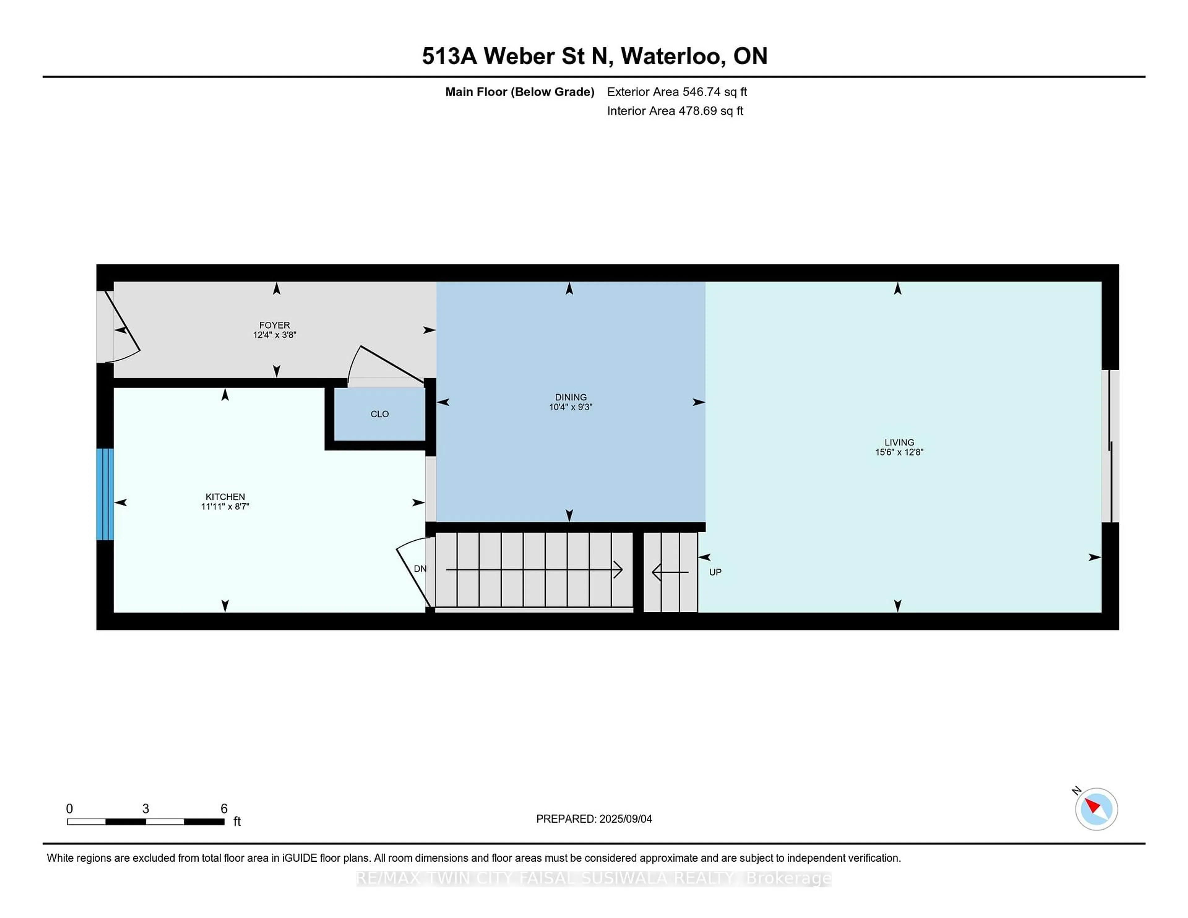 Floor plan for 513 Weber St #A, Waterloo Ontario N2L 4G1