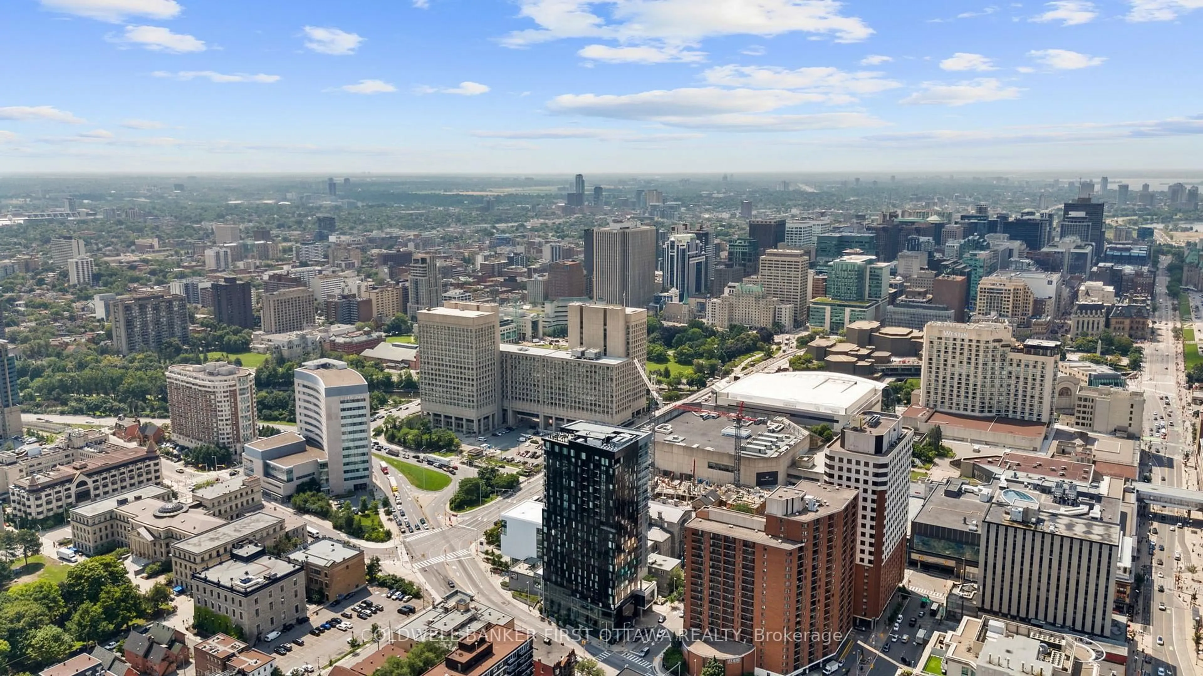 A pic from outside/outdoor area/front of a property/back of a property/a pic from drone, city buildings view from balcony for 20 DALY St #1605, Ottawa Ontario K1N 0C6