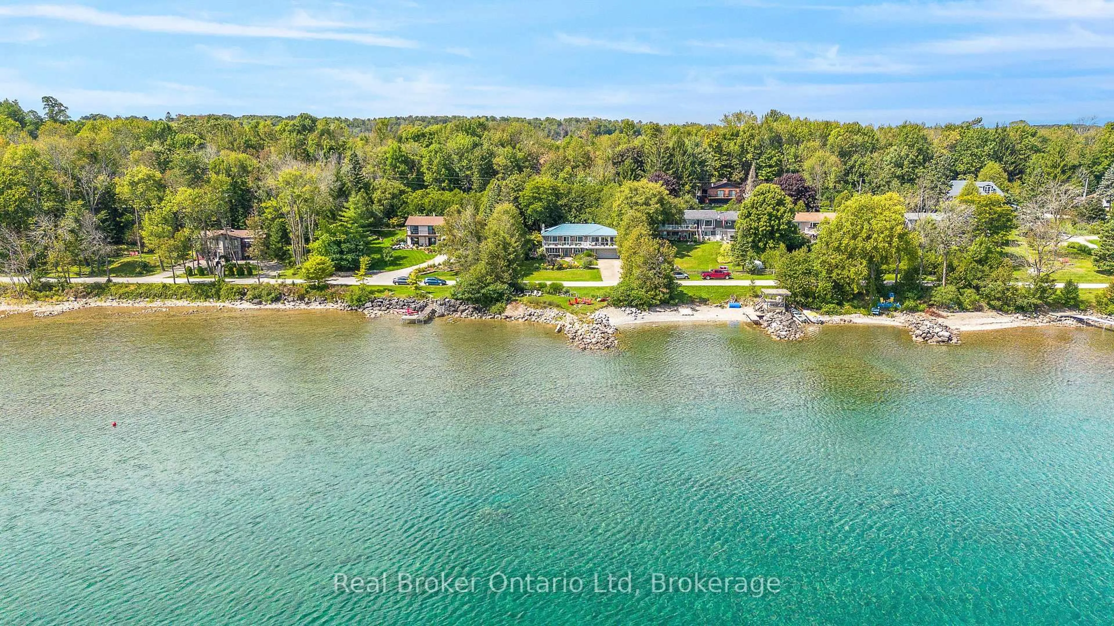 A pic from outside/outdoor area/front of a property/back of a property/a pic from drone, water/lake/river/ocean view for 339496 Presquile Rd, Georgian Bluffs Ontario N0H 2T0