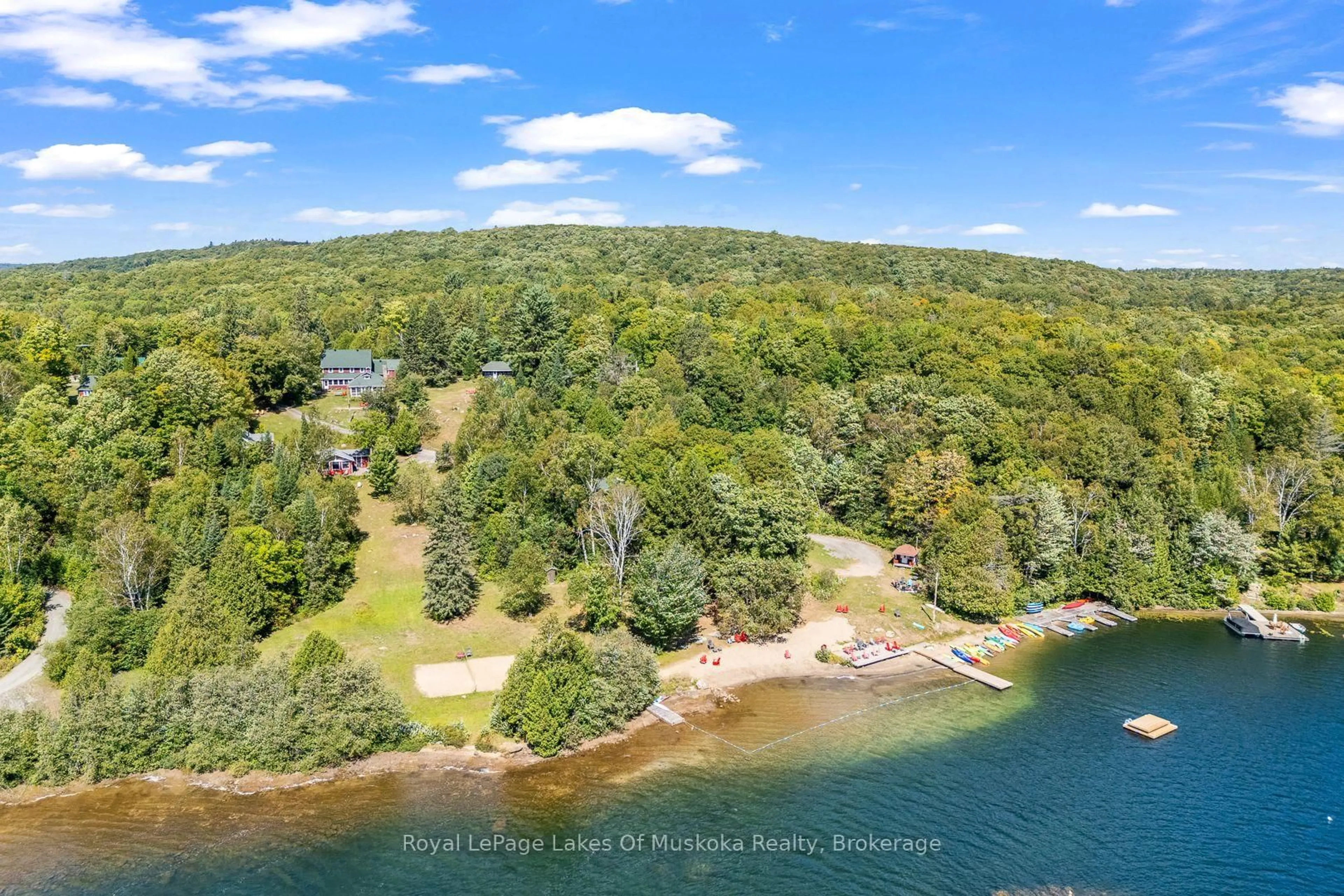 A pic from outside/outdoor area/front of a property/back of a property/a pic from drone, water/lake/river/ocean view for 1341 Billie Bear Rd, Lake of Bays Ontario P1H 2J6