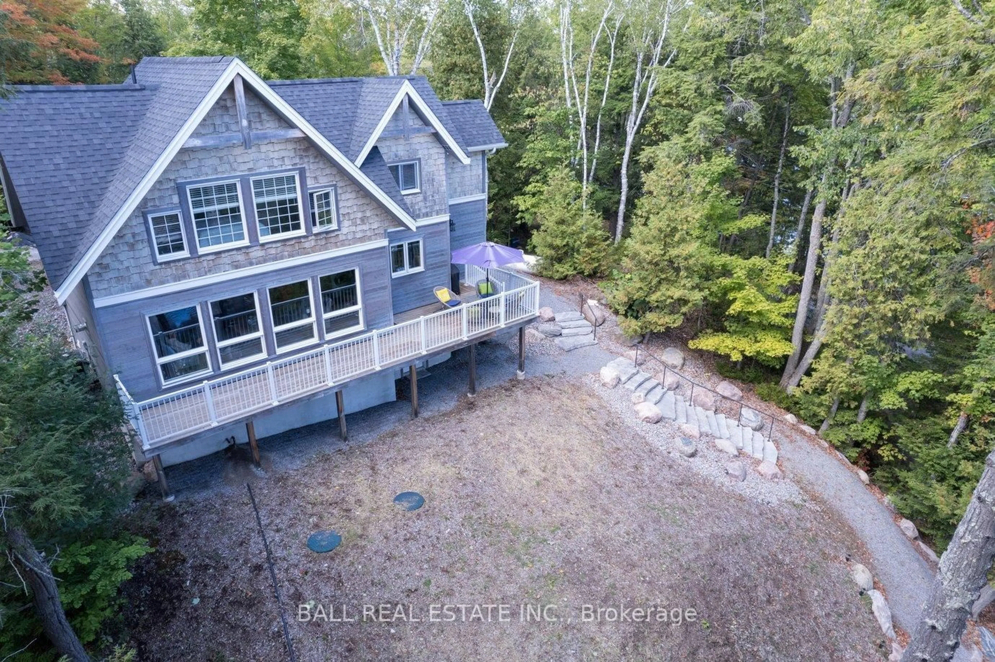 A pic from outside/outdoor area/front of a property/back of a property/a pic from drone, water/lake/river/ocean view for 45 Hemlock Point Rd, North Kawartha Ontario K0L 1A0