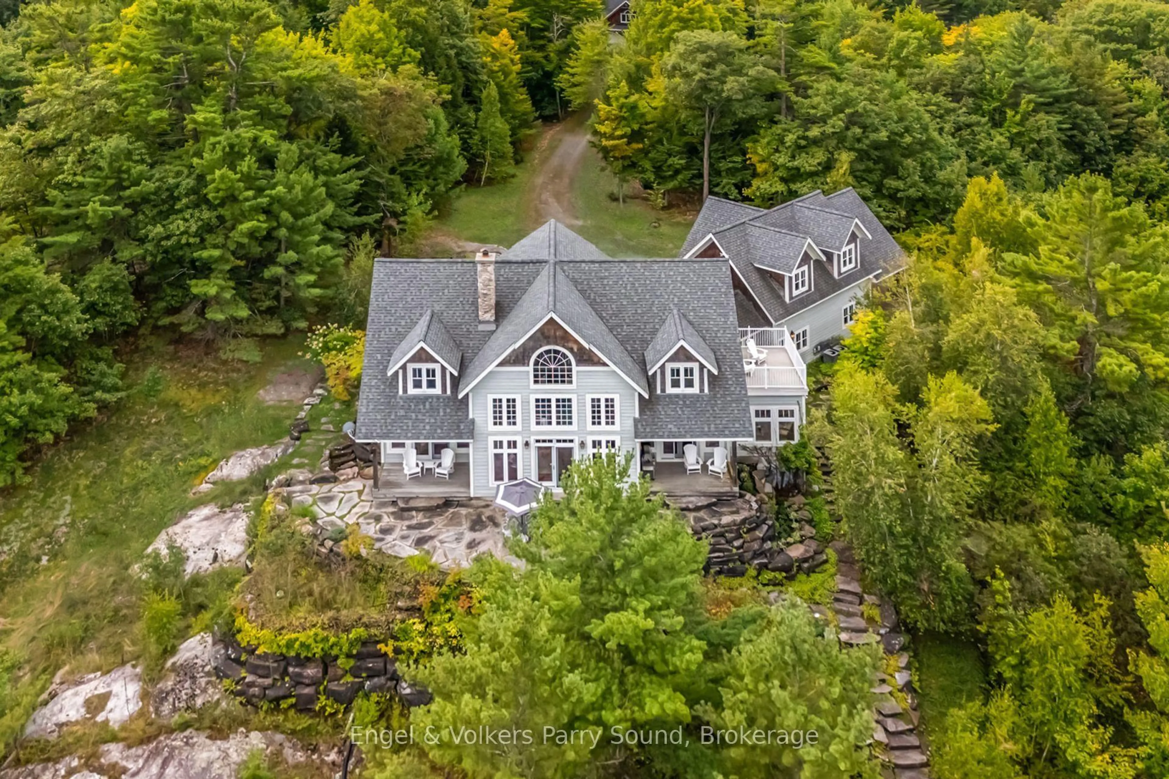 A pic from outside/outdoor area/front of a property/back of a property/a pic from drone, water/lake/river/ocean view for 22 Beacon Point Dr, Carling Ontario P0G 1G0