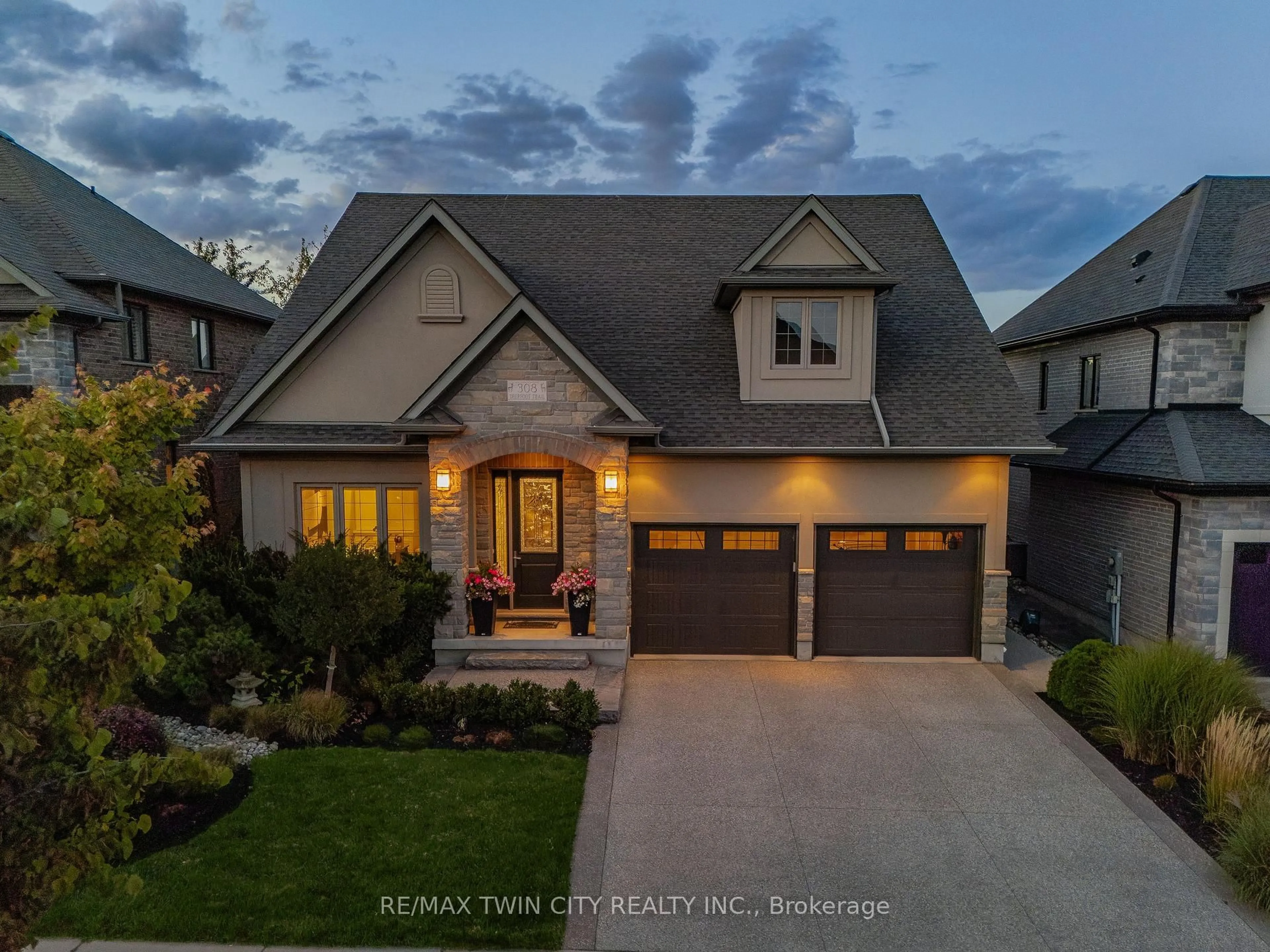 Home with brick exterior material, street for 308 Deerfoot Tr, Waterloo Ontario N2K 0B3
