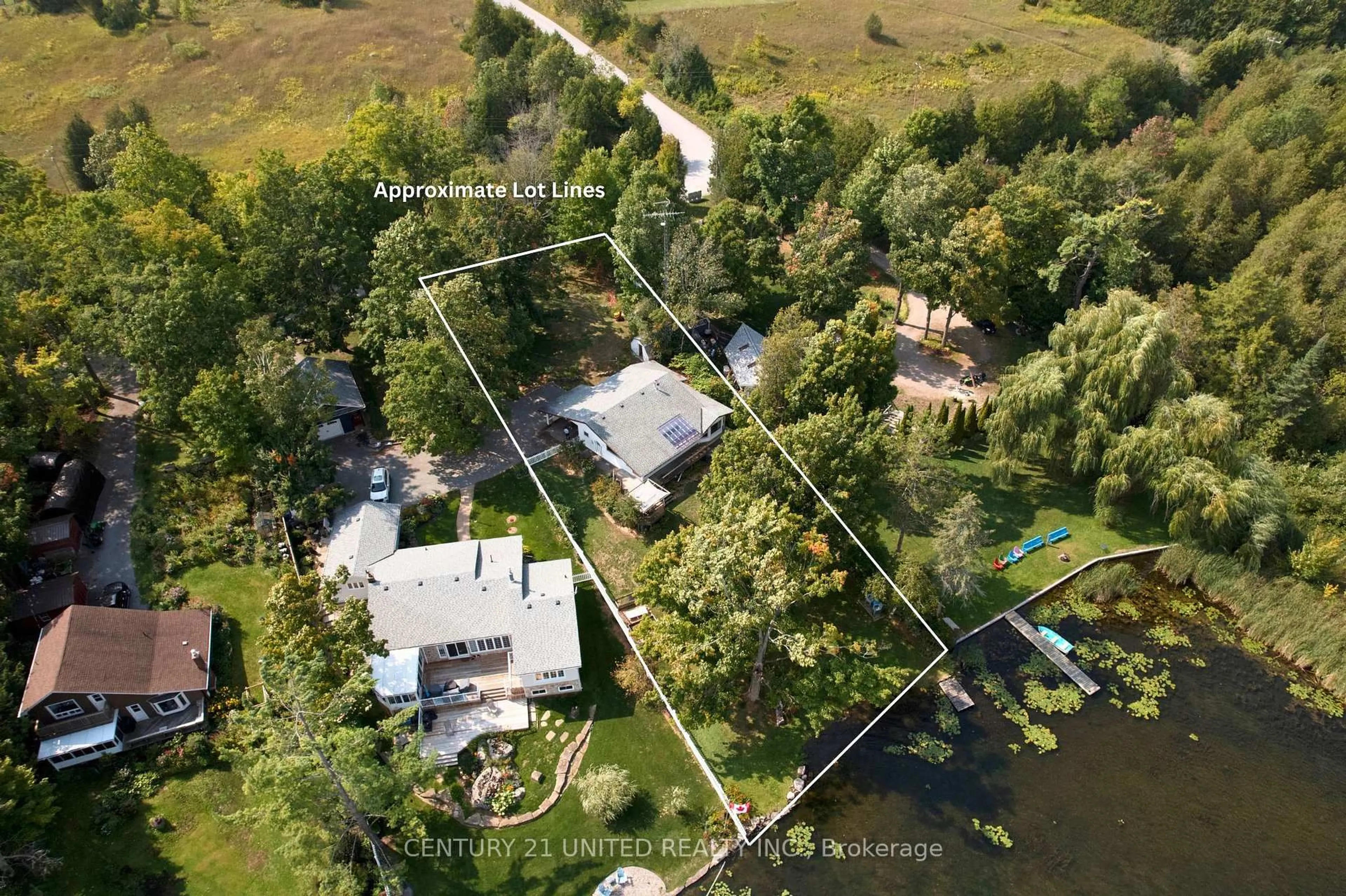 A pic from outside/outdoor area/front of a property/back of a property/a pic from drone, water/lake/river/ocean view for 1105 Primrose Lane, Selwyn Ontario K9J 6X5