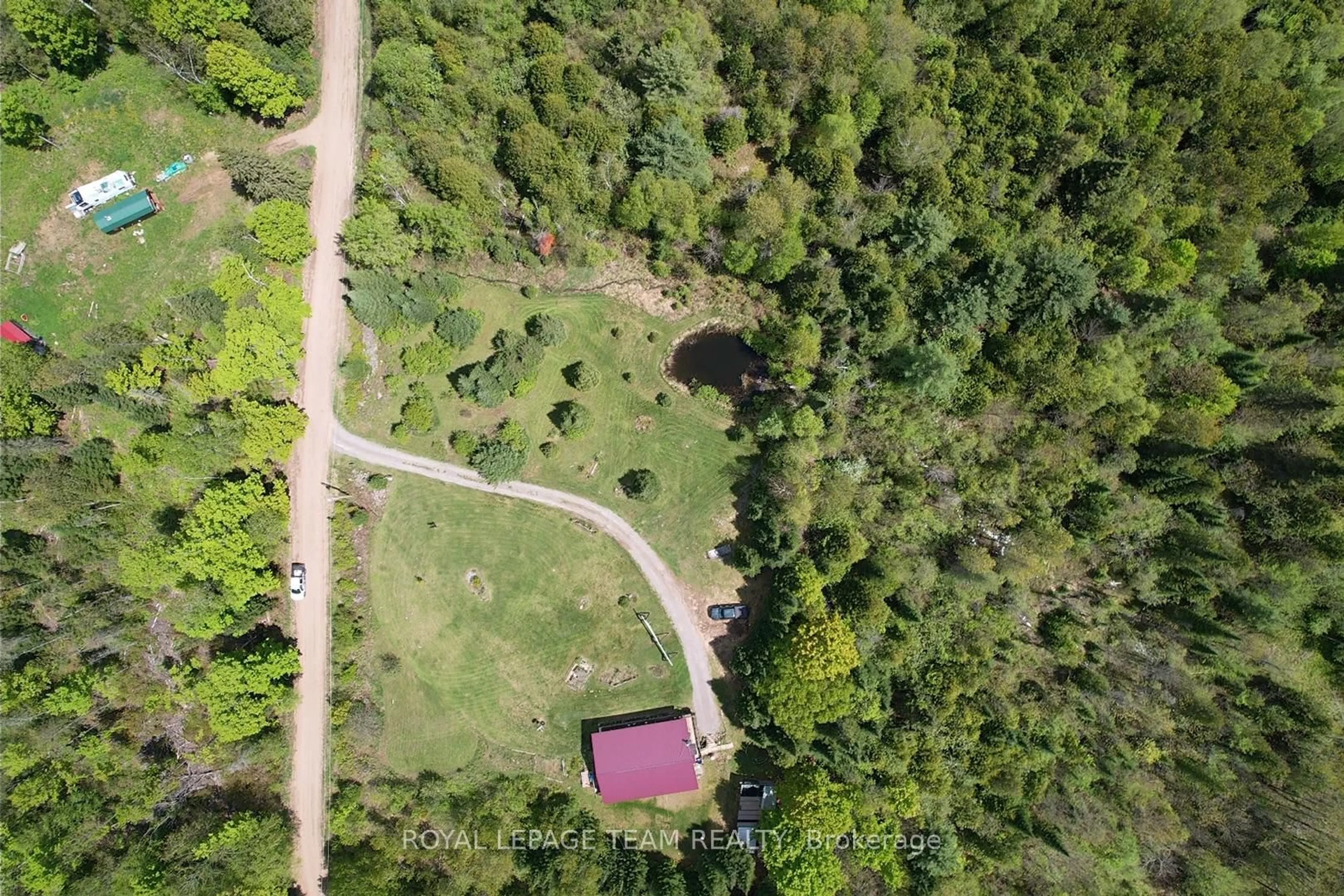 A pic from outside/outdoor area/front of a property/back of a property/a pic from drone, forest/trees view for 105 Heins Rd, Palmer Rapids Ontario K0J 2E0
