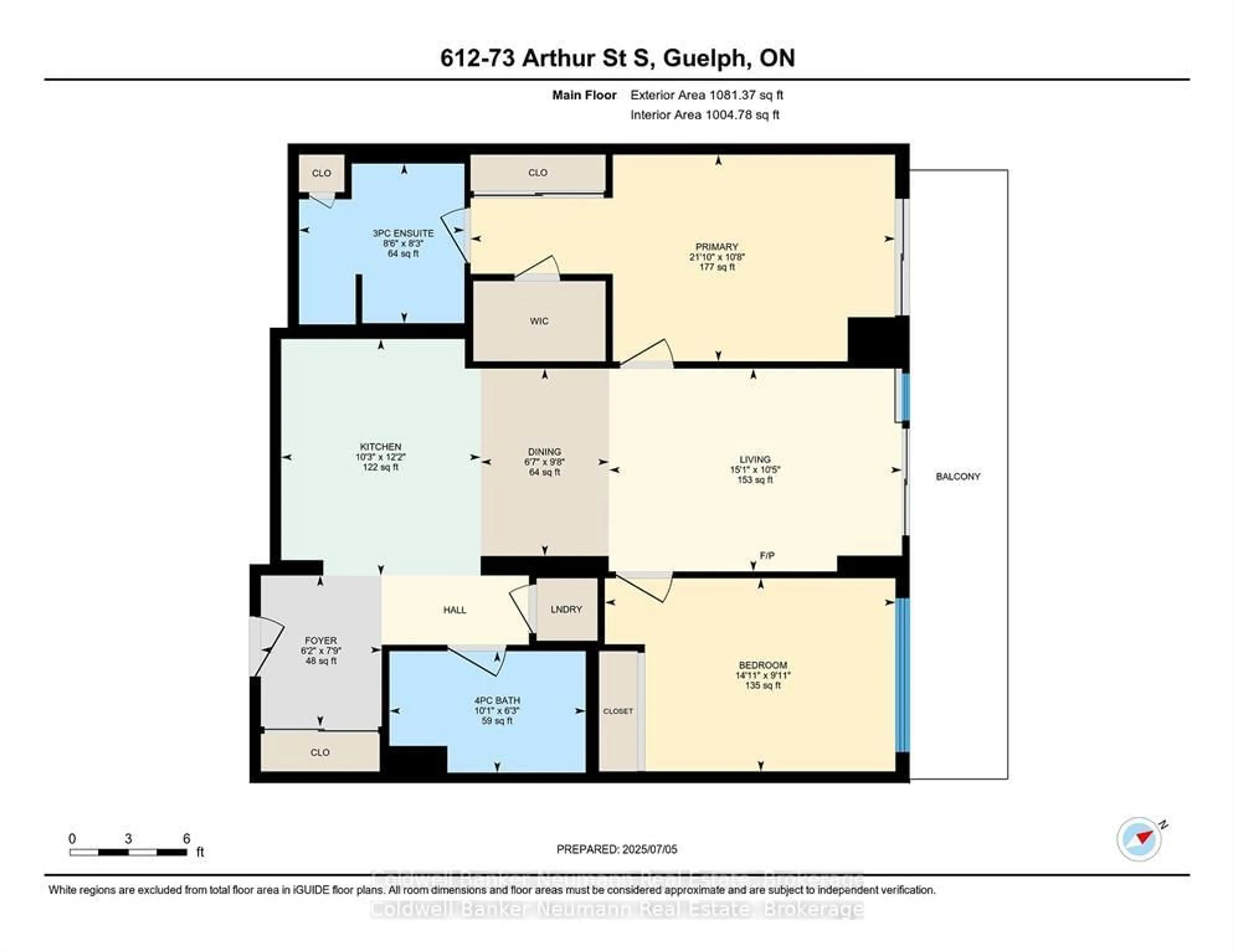 Floor plan for 73 Arthur St #612, Guelph Ontario N1E 0S6