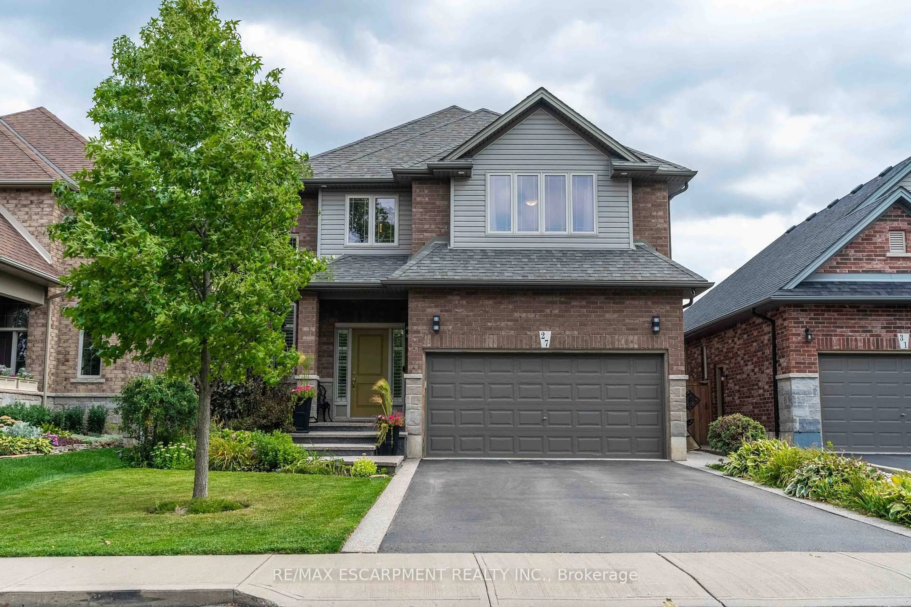 Home with brick exterior material, street for 27 Purnell Dr, Hamilton Ontario L9C 0C6