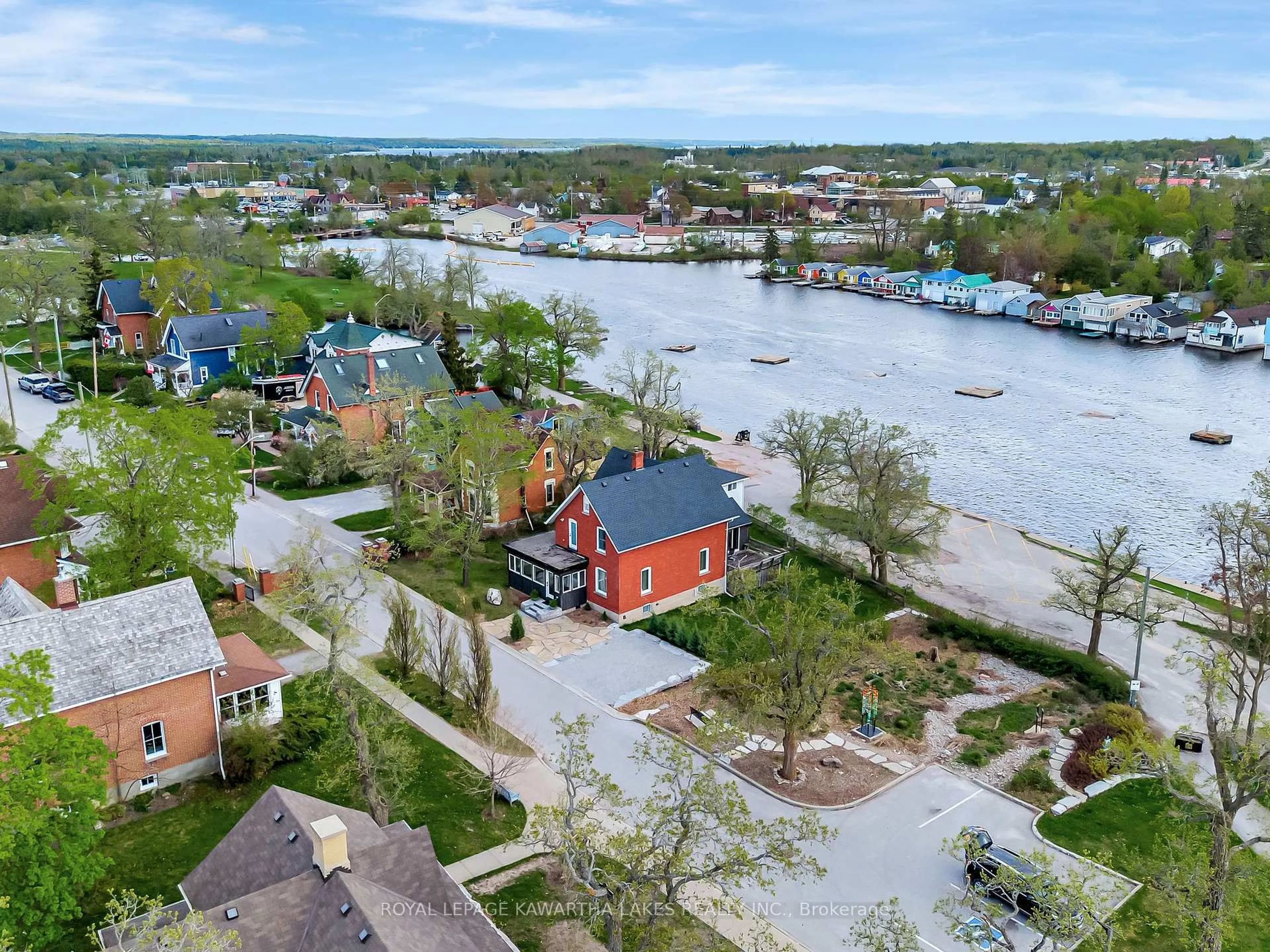 A pic from outside/outdoor area/front of a property/back of a property/a pic from drone, water/lake/river/ocean view for 45 OAK St, Kawartha Lakes Ontario K0M 1N0