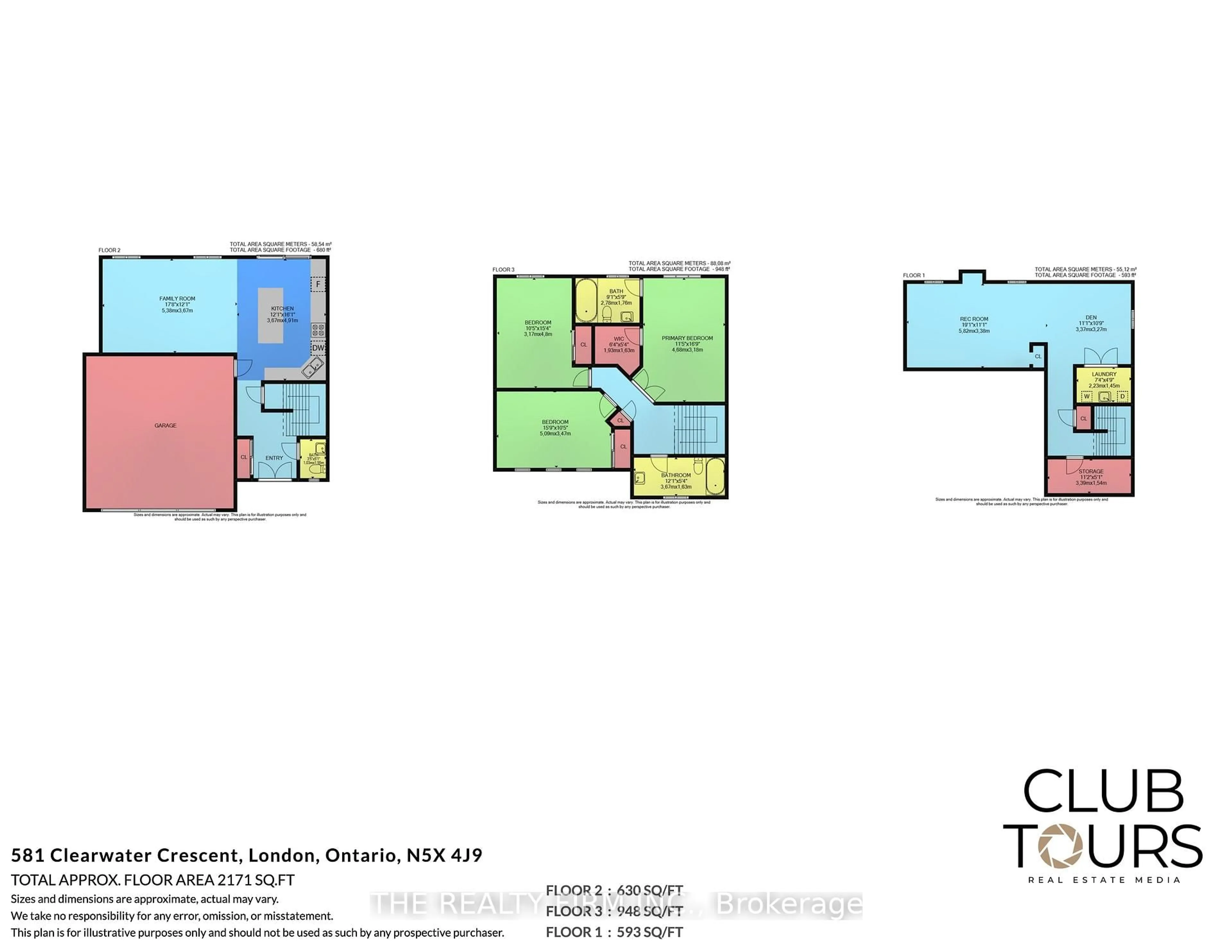 Floor plan for 581 Clearwater Cres, London North Ontario N5X 4J9