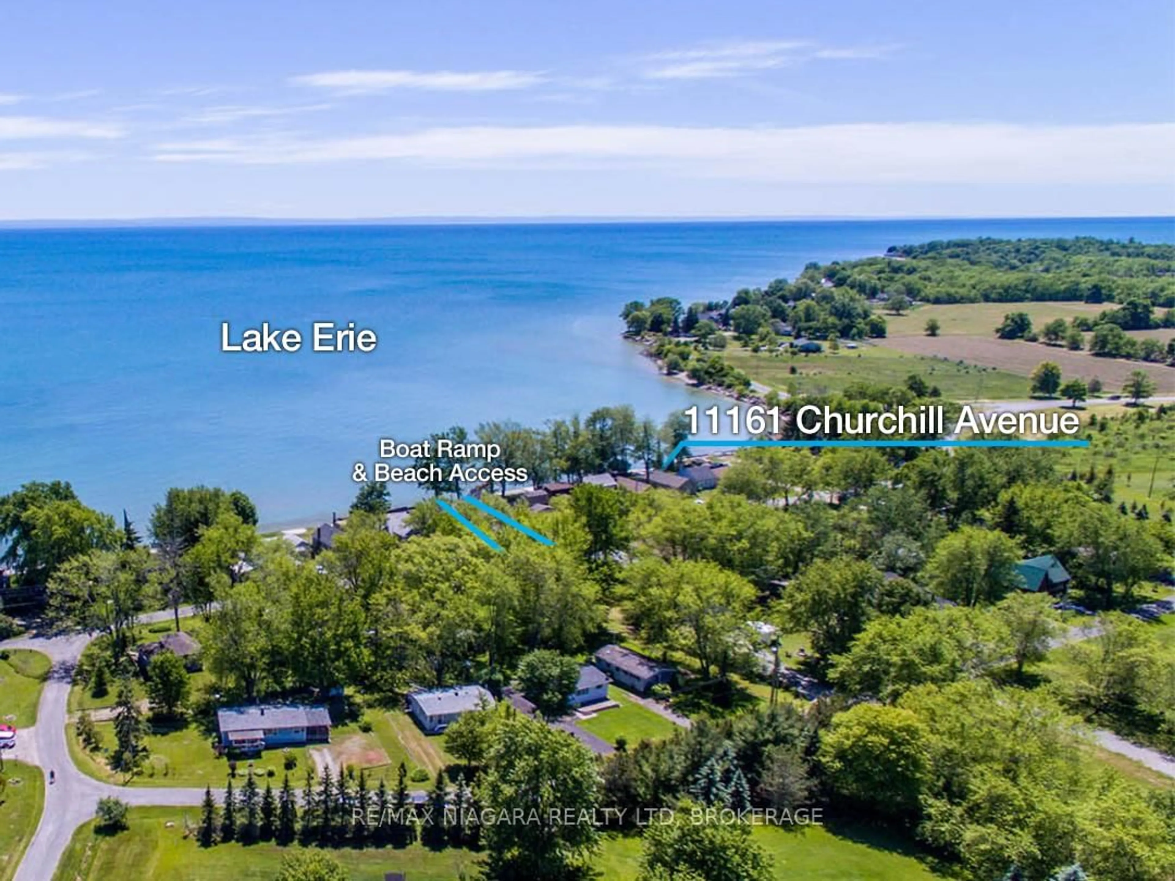A pic from outside/outdoor area/front of a property/back of a property/a pic from drone, water/lake/river/ocean view for 11161 Churchill Ave, Wainfleet Ontario L0S 1V0