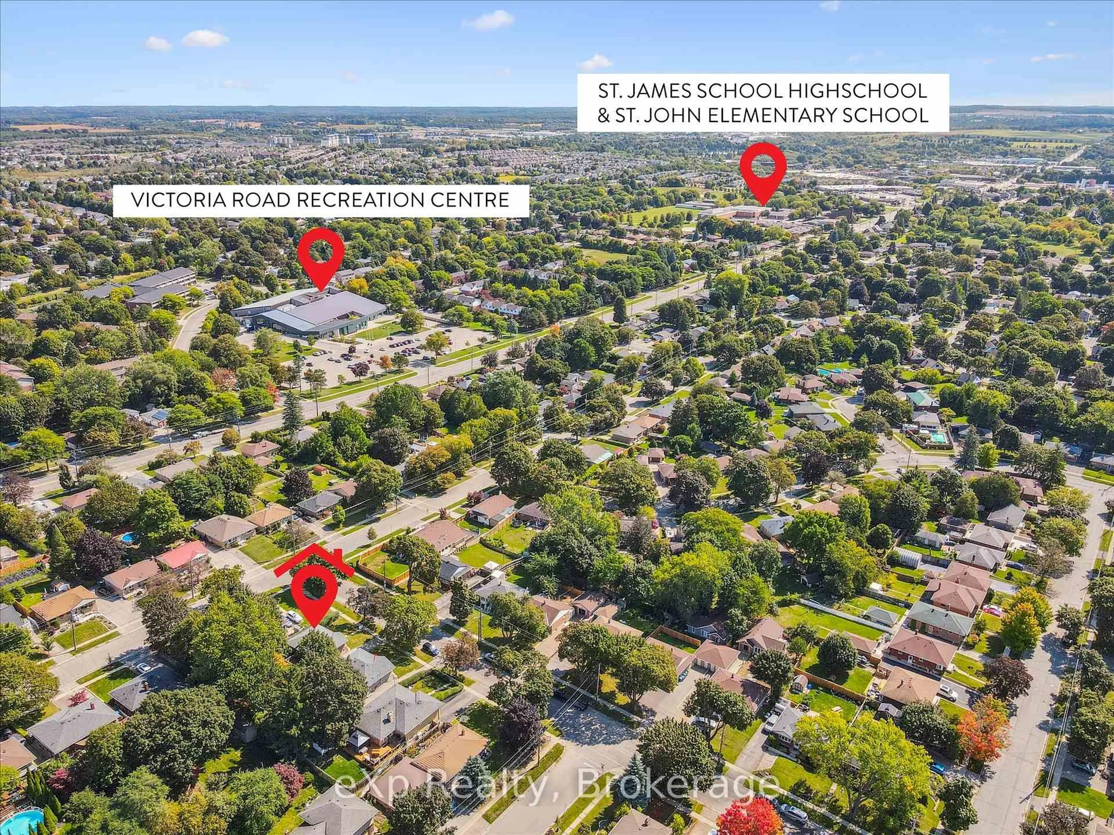 A pic from outside/outdoor area/front of a property/back of a property/a pic from drone, street for 95 Ottawa Cres, Guelph Ontario N1E 2B1