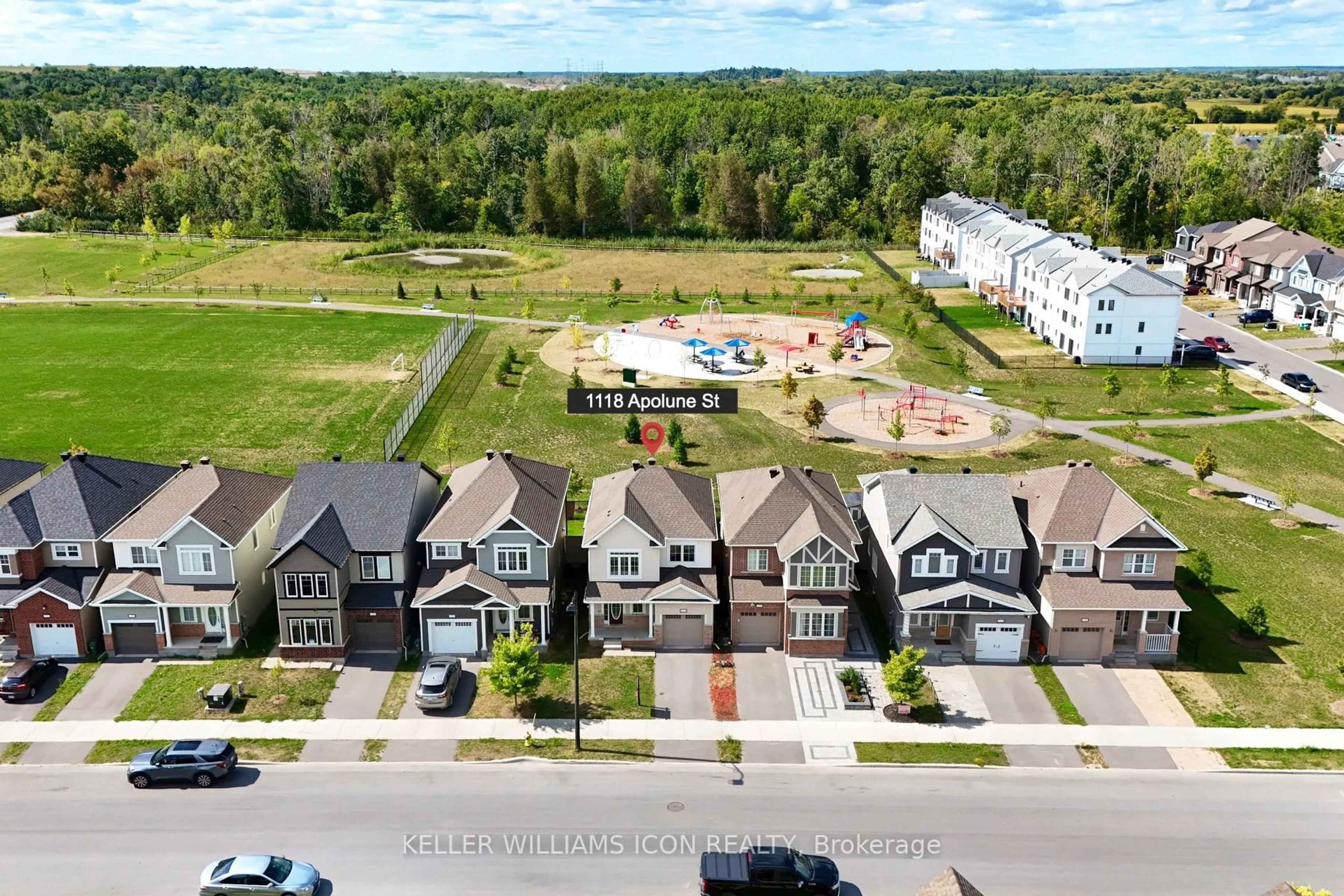 A pic from outside/outdoor area/front of a property/back of a property/a pic from drone, street for 1118 Apolune St, Ottawa Ontario K2J 6N8