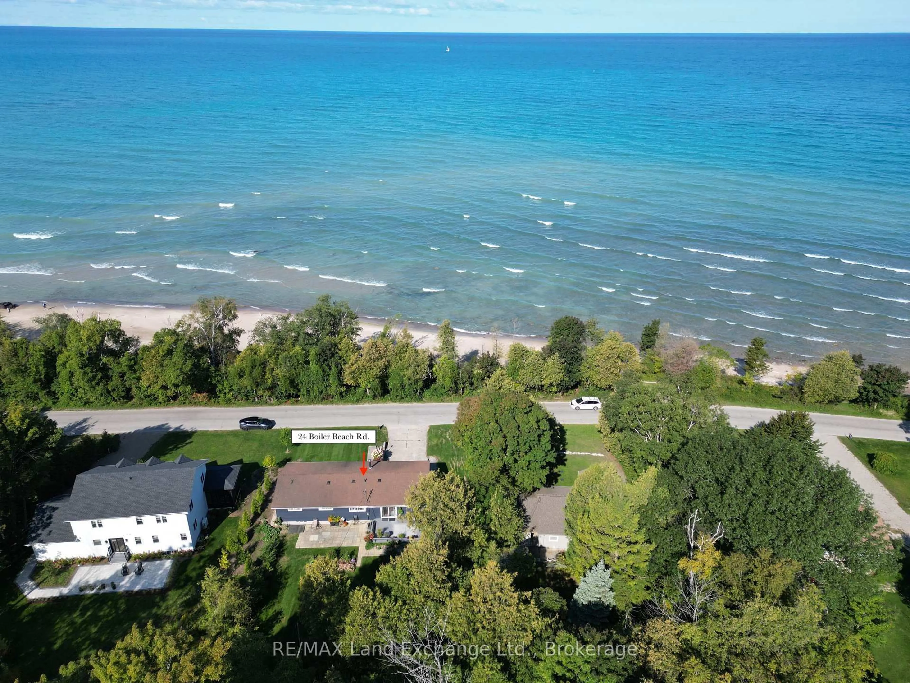 A pic from outside/outdoor area/front of a property/back of a property/a pic from drone, water/lake/river/ocean view for 24 Boiler Beach Rd, Huron-Kinloss Ontario N2Z 2L4