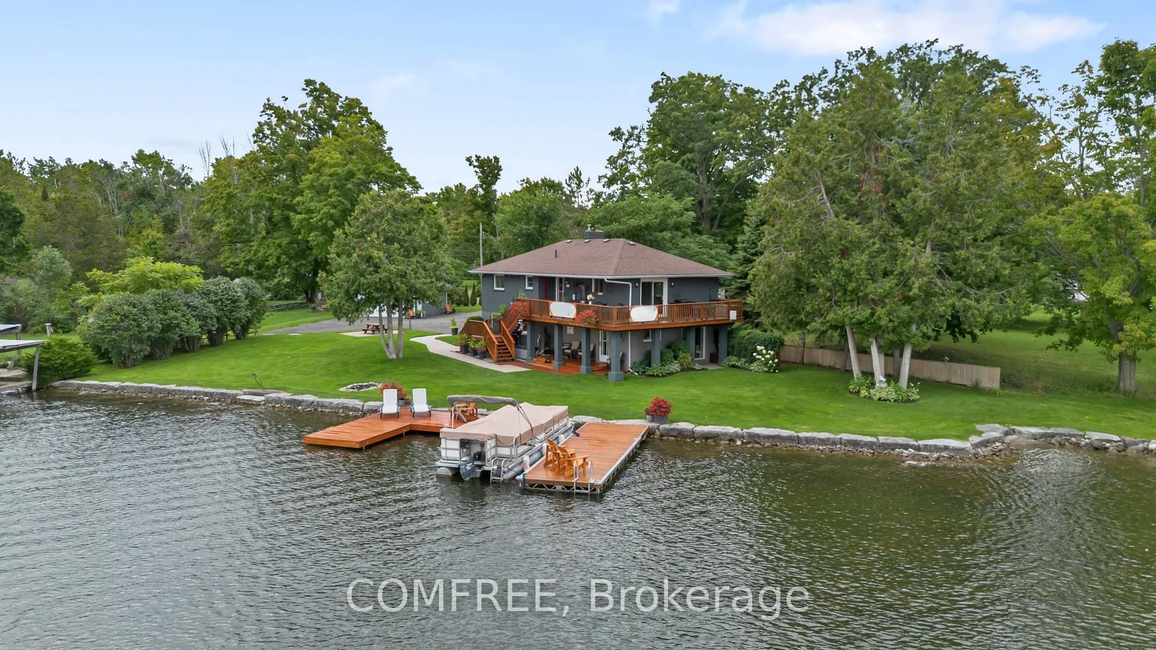 A pic from outside/outdoor area/front of a property/back of a property/a pic from drone, water/lake/river/ocean view for 30 Lakeshore Dr, Trent Hills Ontario K0L 1Y0
