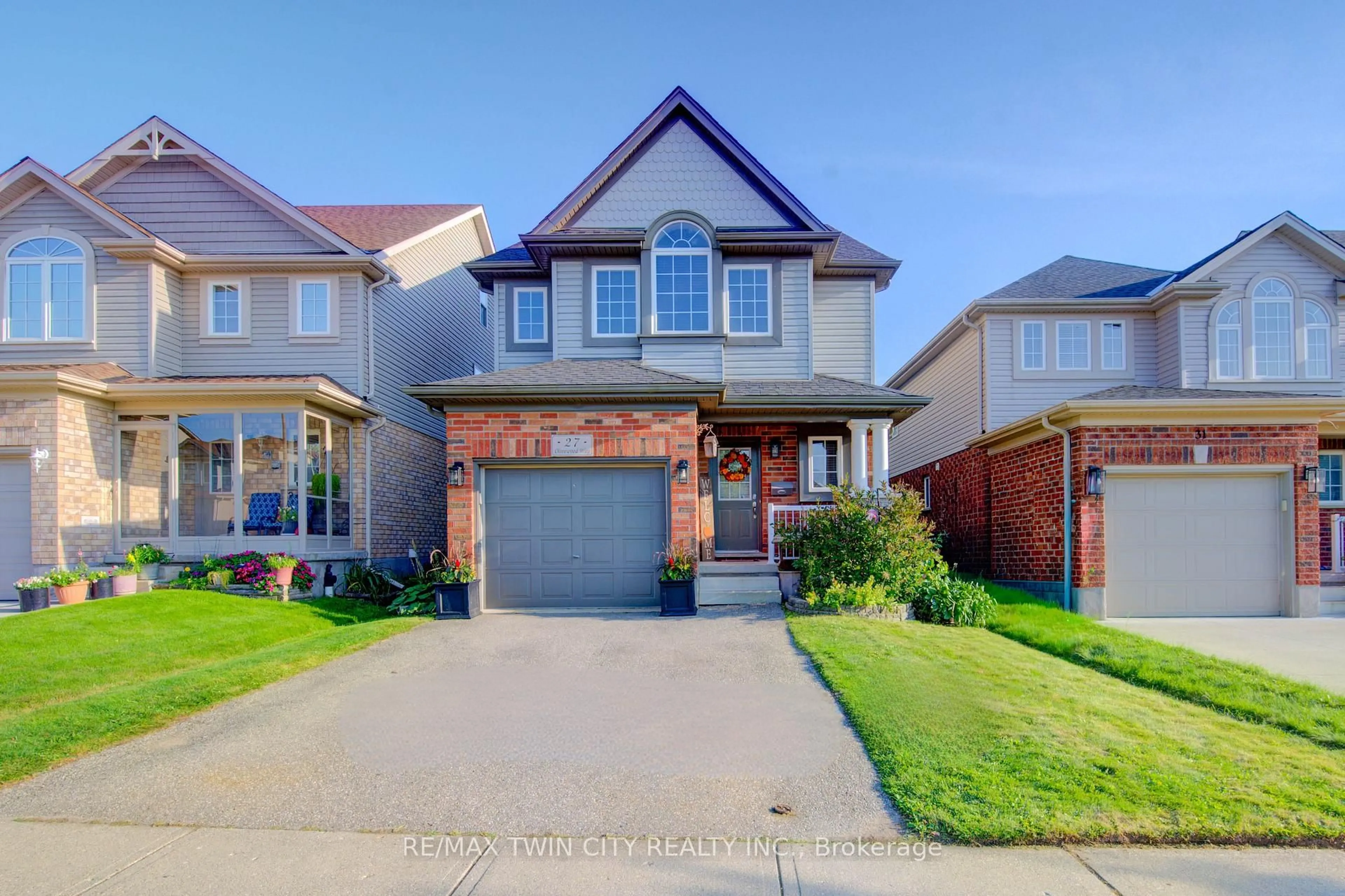 Home with brick exterior material, street for 27 Olivewood Way, Cambridge Ontario N3C 4N9