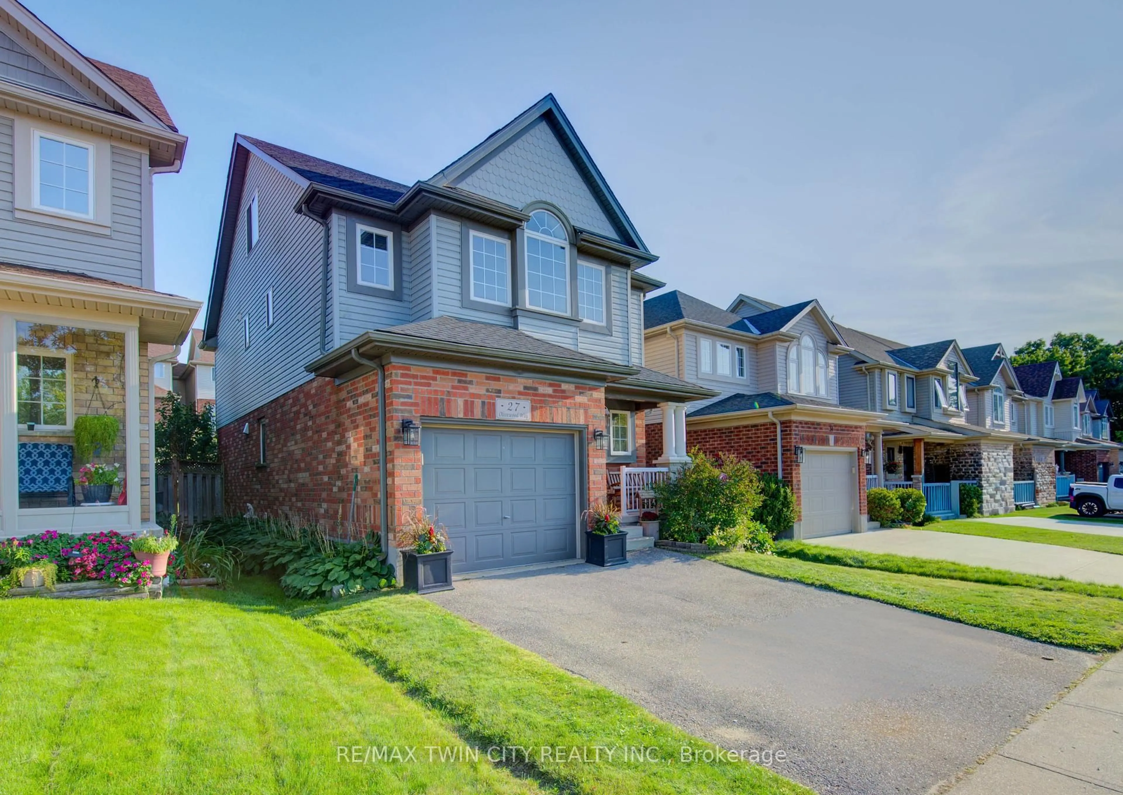 Home with brick exterior material, street for 27 Olivewood Way, Cambridge Ontario N3C 4N9