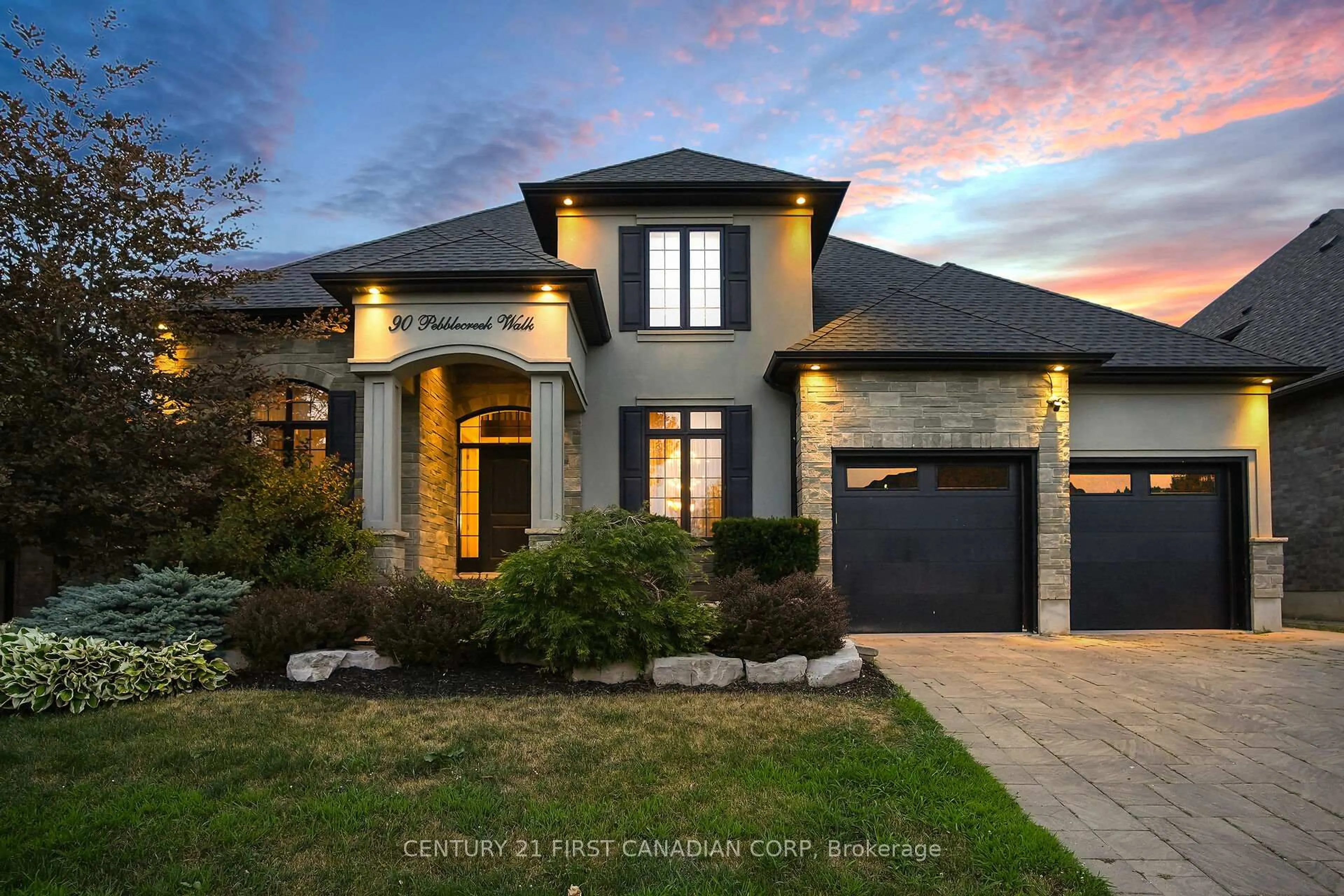 Home with brick exterior material, street for 90 Pebblecreek Walk, London North Ontario N6G 0K6
