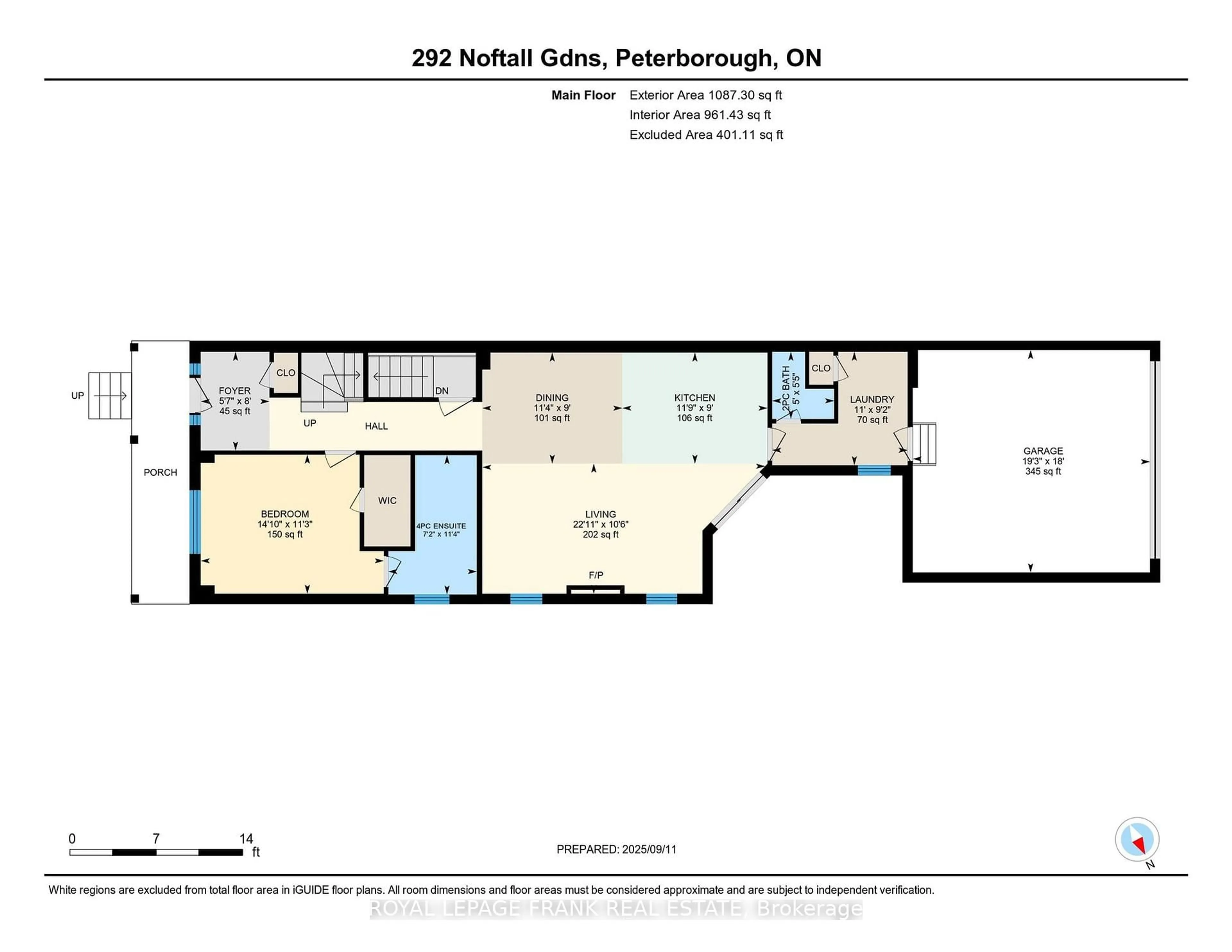 Floor plan for 292 Noftall Gdns, Peterborough Ontario K9H 0G4