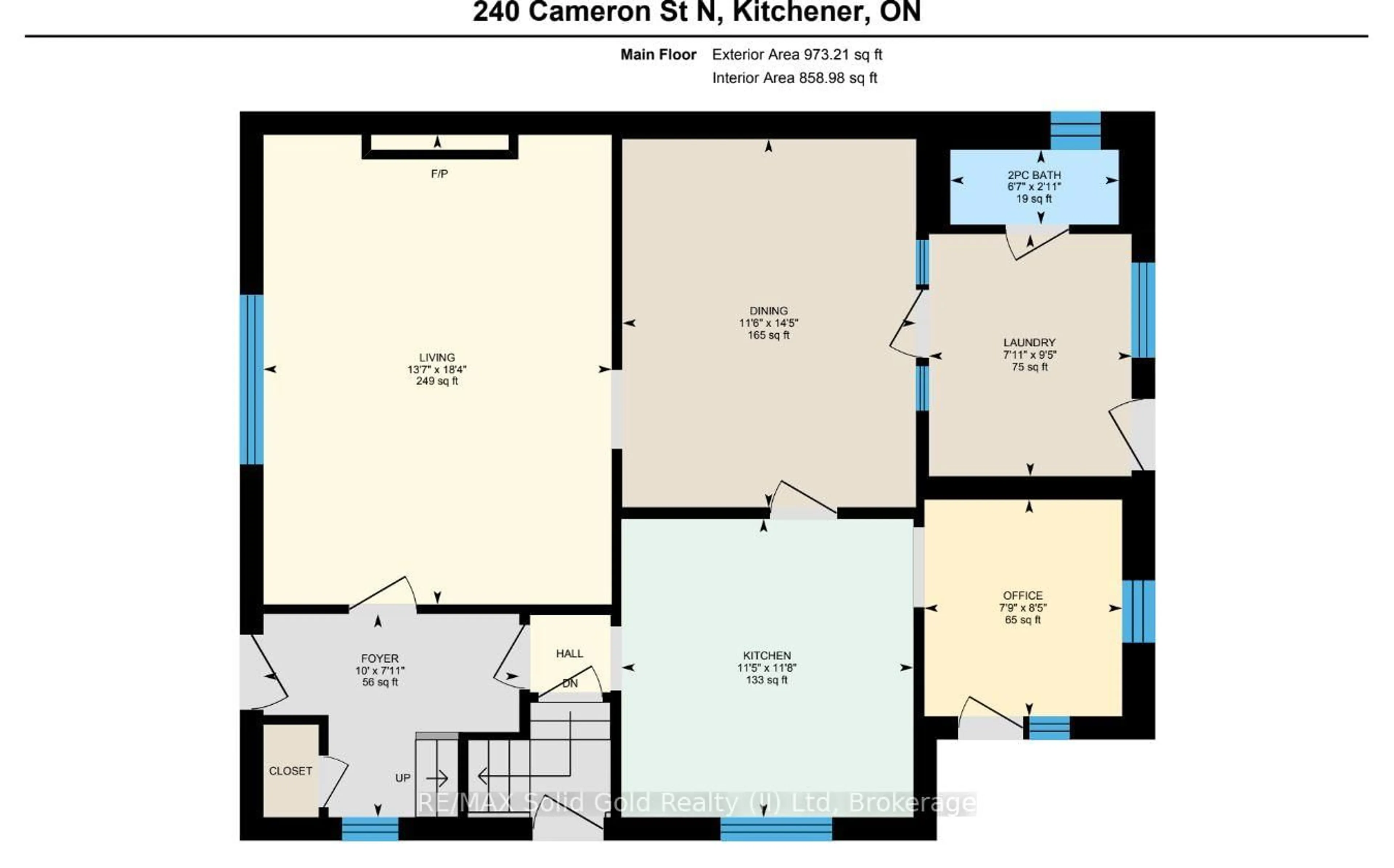 Floor plan for 240 Cameron St, Kitchener Ontario N2H 3B4