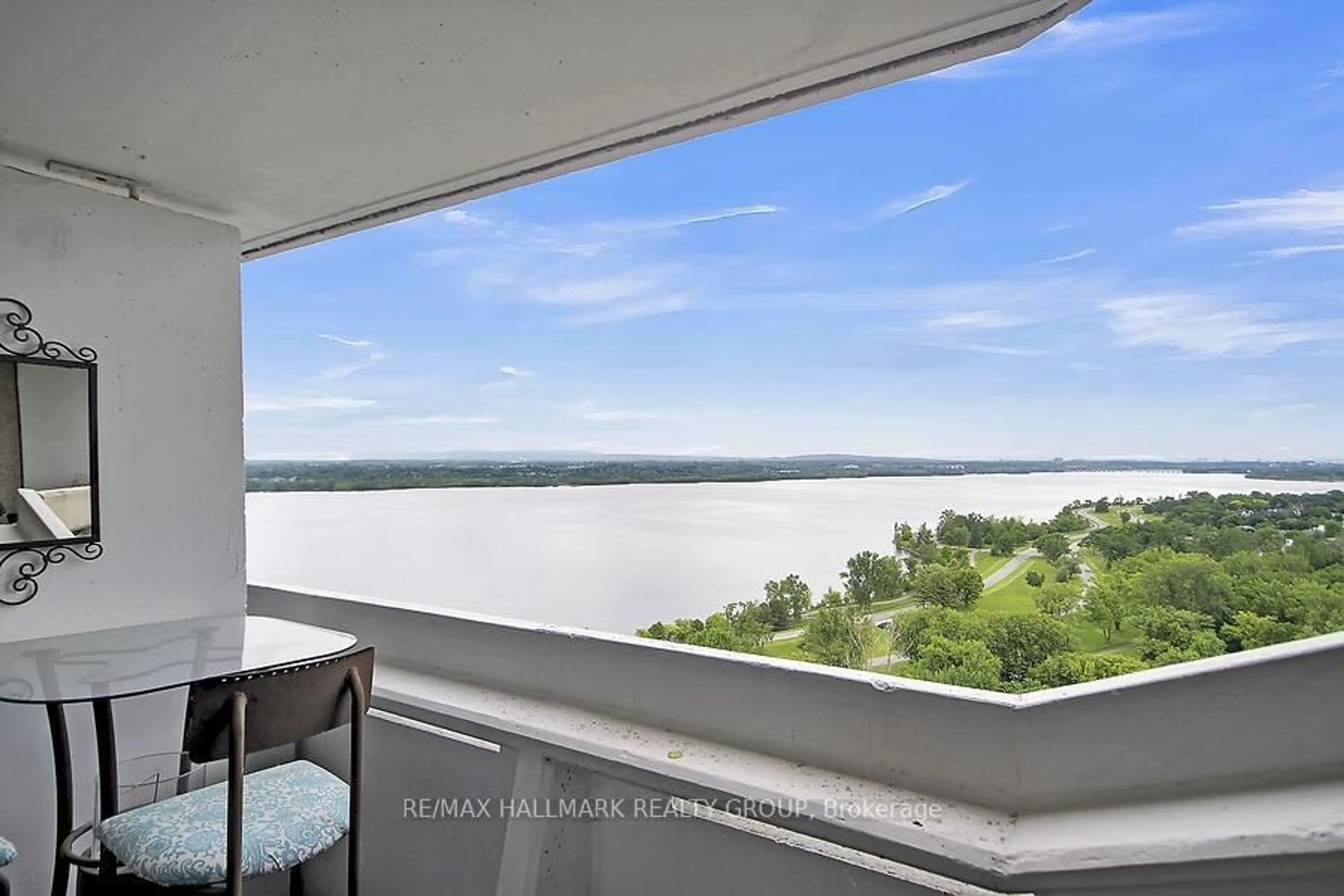 Balcony in the apartment, water/lake/river/ocean view for 1081 Ambleside Dr #410, Ottawa Ontario K2B 8C8
