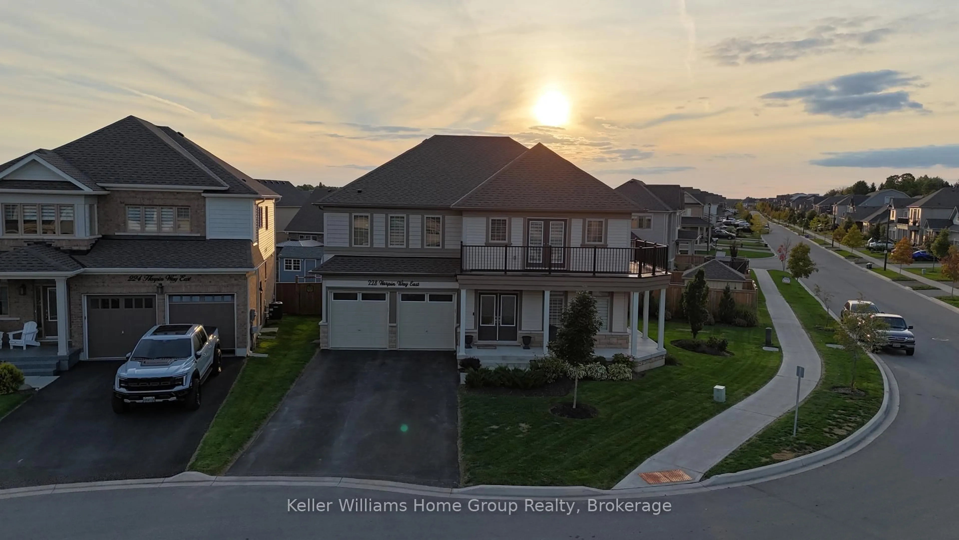 A pic from outside/outdoor area/front of a property/back of a property/a pic from drone, water/lake/river/ocean view for 228 Harpin Way, Centre Wellington Ontario N1M 0G8