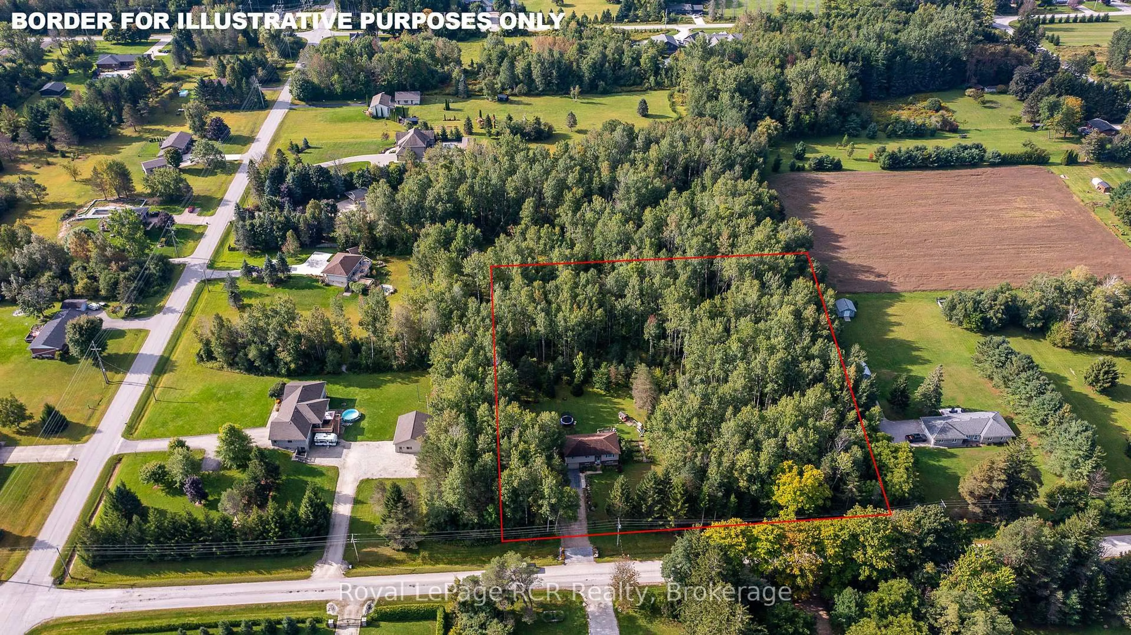 A pic from outside/outdoor area/front of a property/back of a property/a pic from drone, forest/trees view for 876 27th St, Georgian Bluffs Ontario N4K 6V5