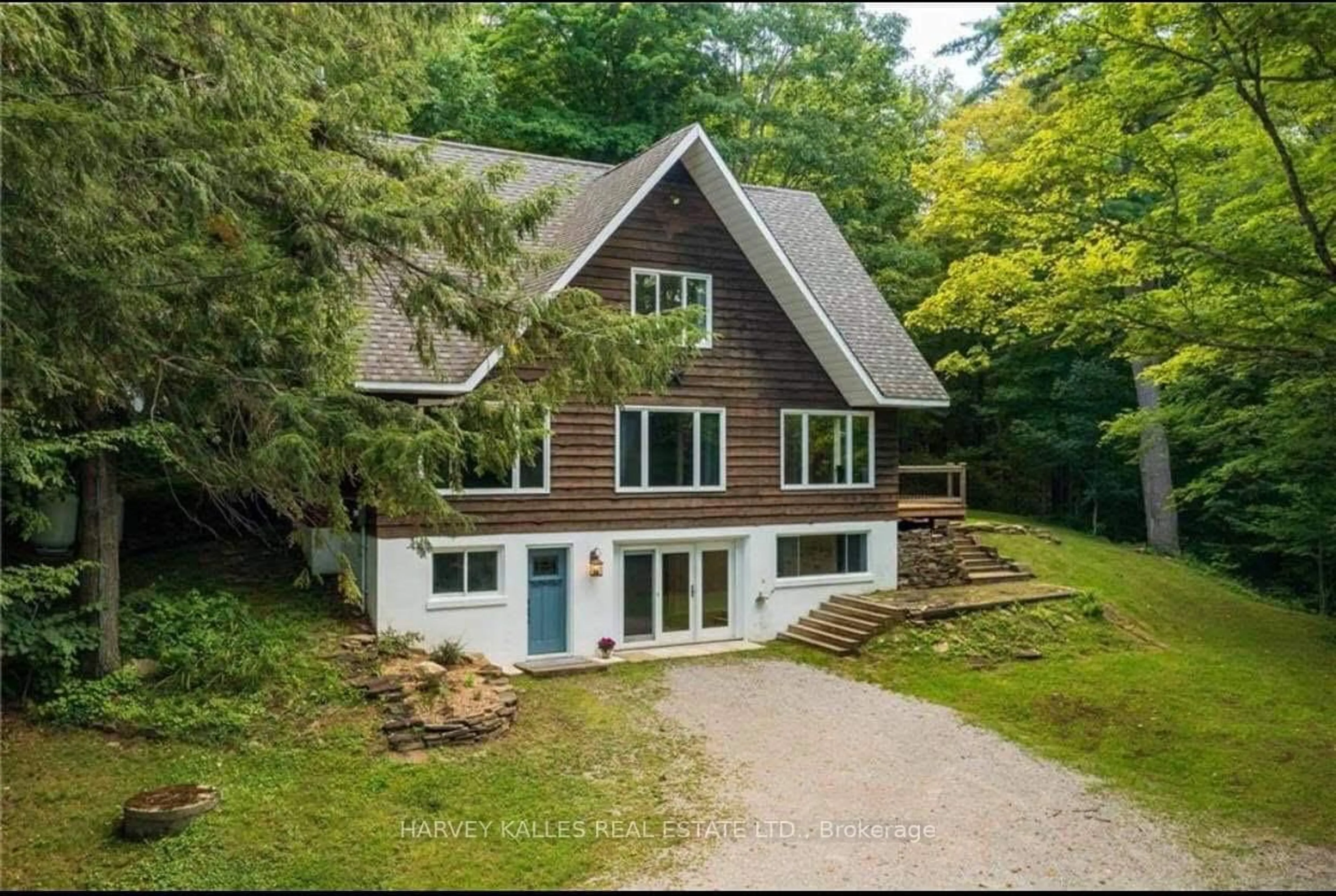 A pic from outside/outdoor area/front of a property/back of a property/a pic from drone, water/lake/river/ocean view for 1047 RANSLEY Rd, Minden Hills Ontario K0M 2K0