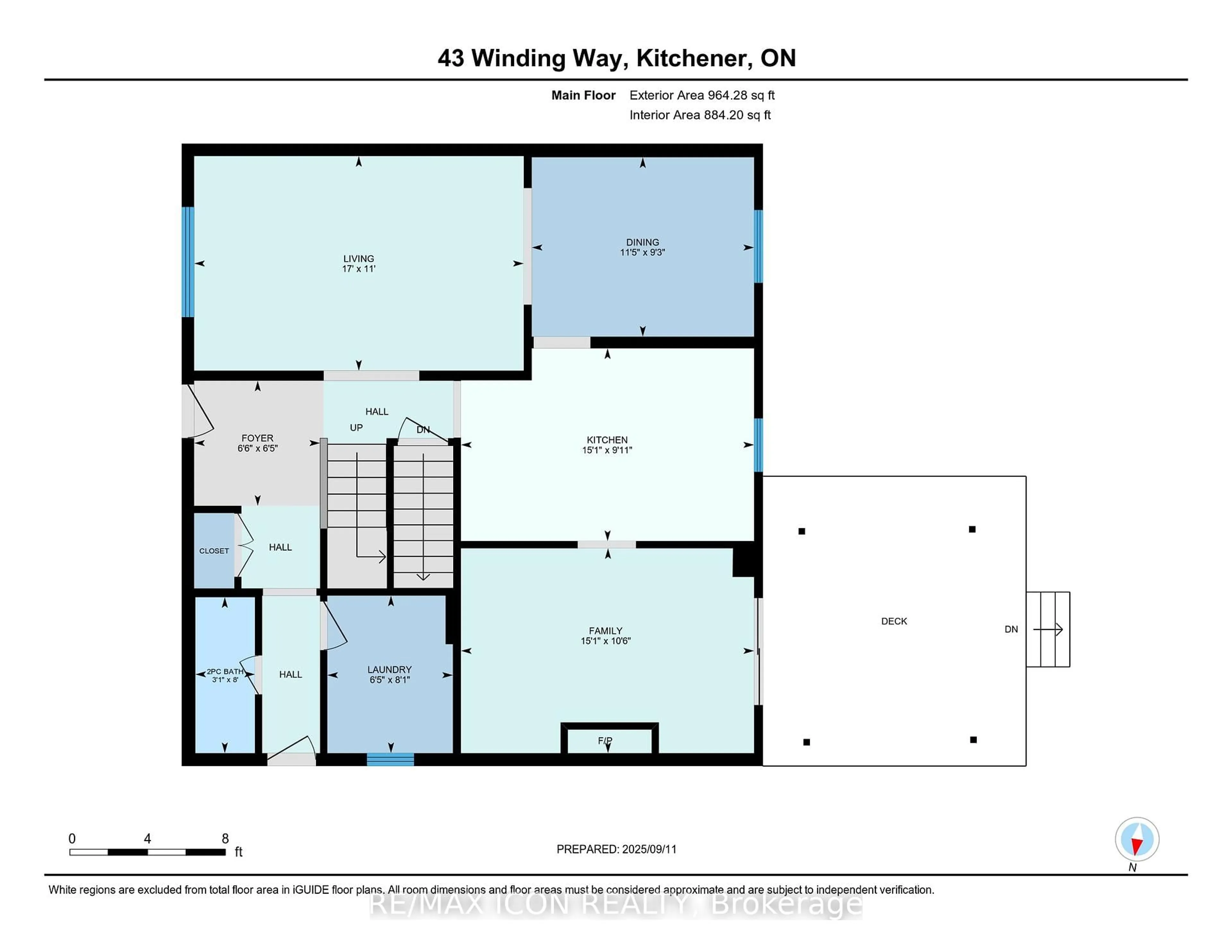 Floor plan for 43 Winding Way, Kitchener Ontario N2N 1M4