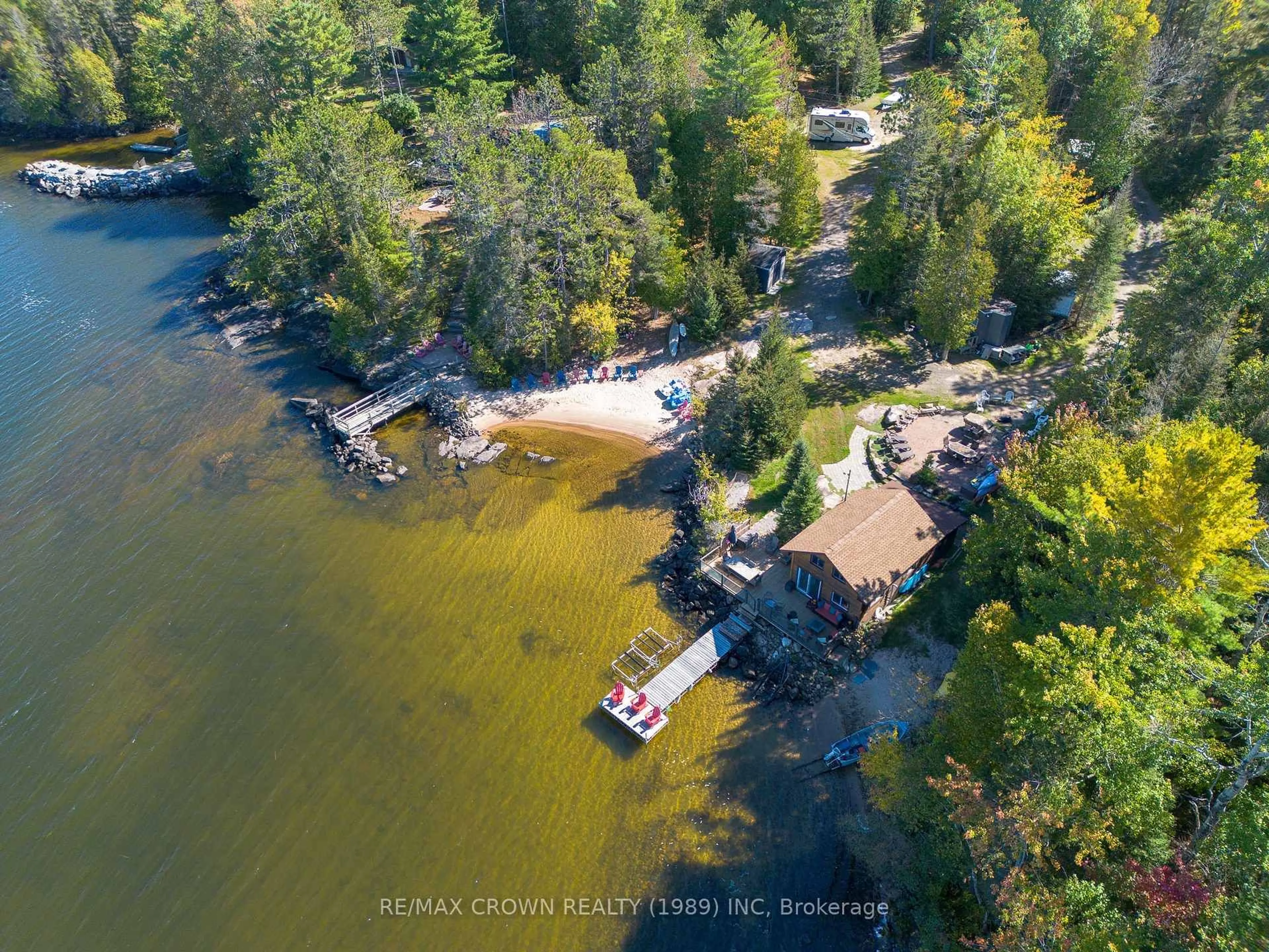 A pic from outside/outdoor area/front of a property/back of a property/a pic from drone, water/lake/river/ocean view for 260 Birchgrove Dr, Callander Ontario P0H 1H0