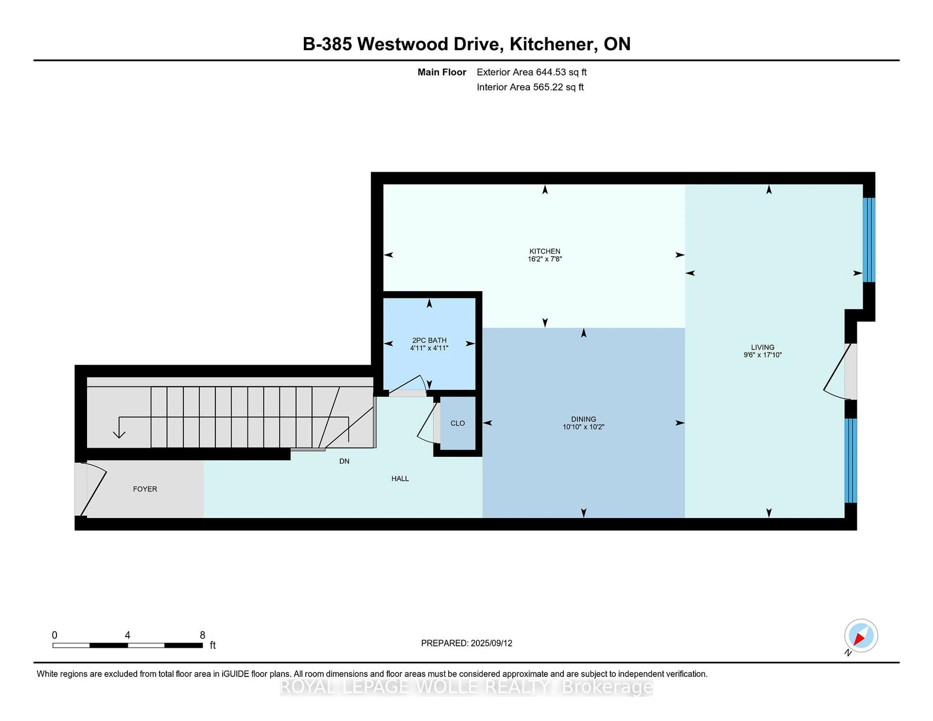 Floor plan for 385 Westwood Dr #B, Kitchener Ontario N2M 0B5